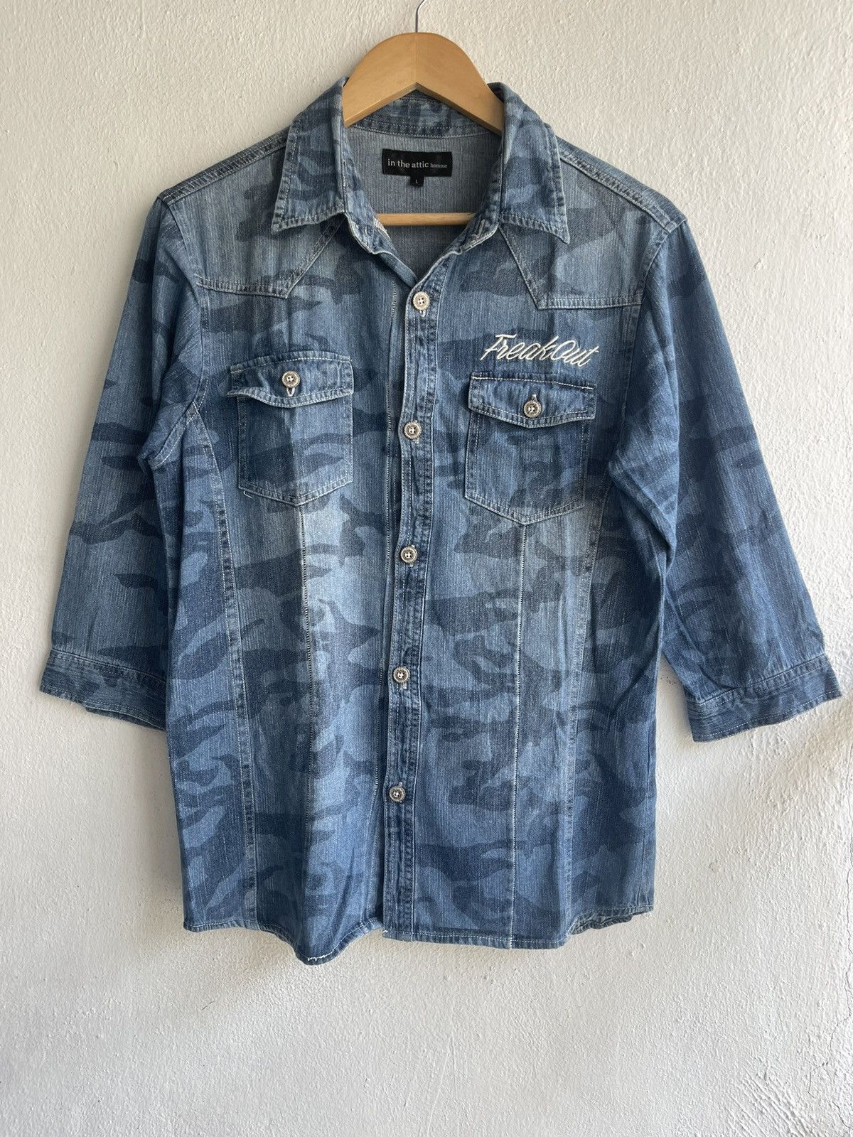 Hysteric Glamour × In The Attic × Japanese Brand Punk🔥In the Attic Homme Camouflage Denim Button up Shirt Size US M / EU 48-50 / 2 - 10 Thumbnail