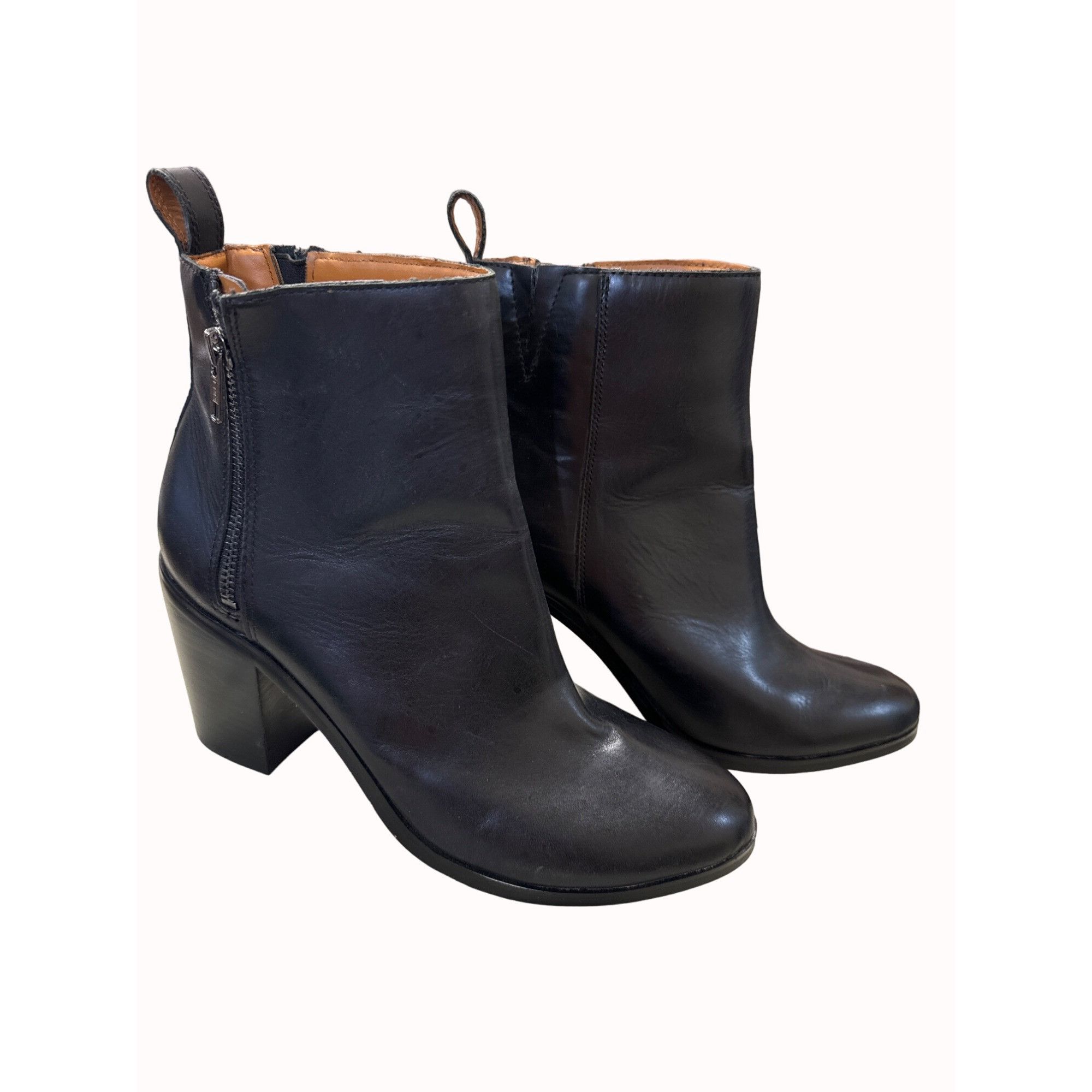 Gap Gap women’s black leather zip heel ankle boots size 10 SKU 5 Size US 10 / IT 40 - 2 Thumbnail