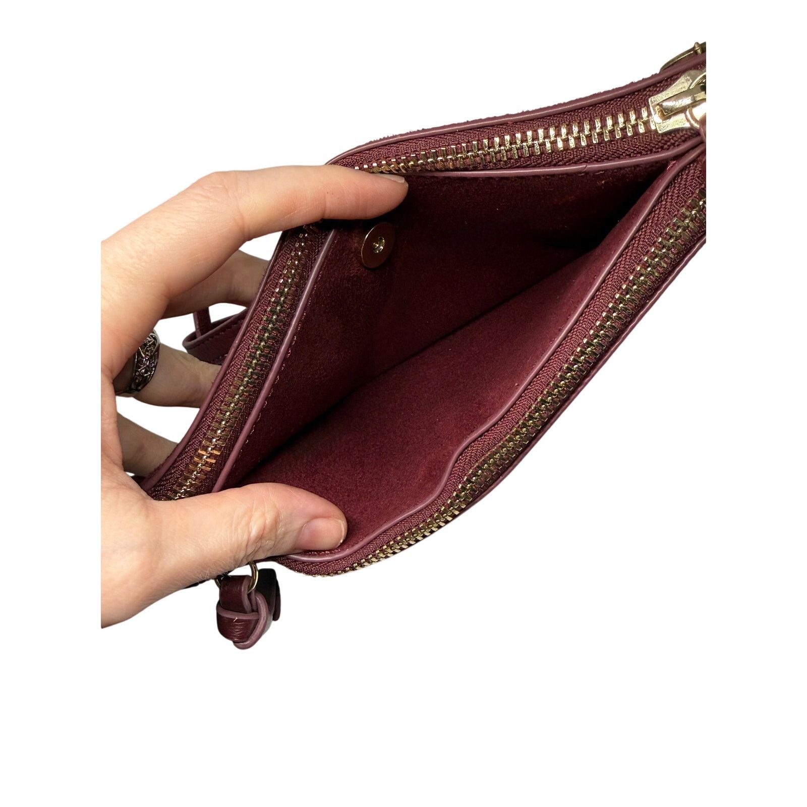 Old Navy Old Navy Burgundy Crossbody Bag Suede Key Charm 3 Pocket Size ONE SIZE - 7 Thumbnail