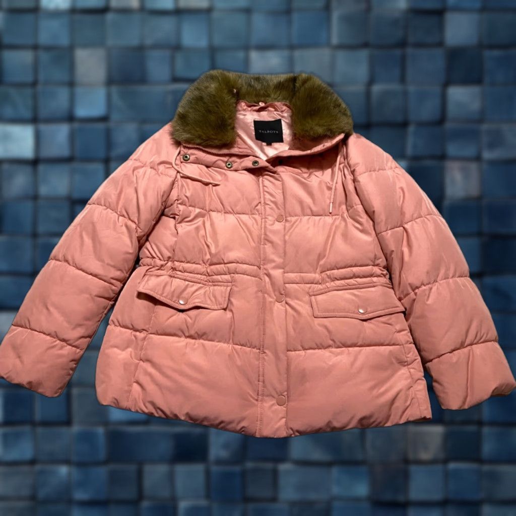 Talbots VINTAGE Talbots Womens Small Jacket Orange Snap Button Full Zip Puffer Parka Long Sleeve Size S / US 4 / IT 40 - 1 Thumbnail