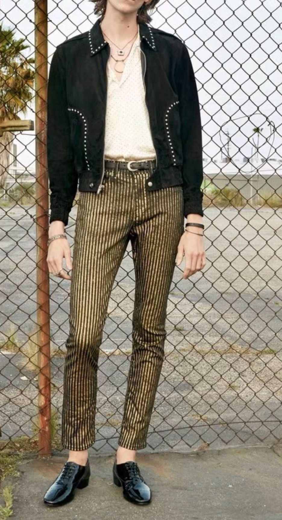 Saint Laurent Paris Saint Laurent Gold Stripe Jeans D21 29 Size US 29 - 1 Thumbnail