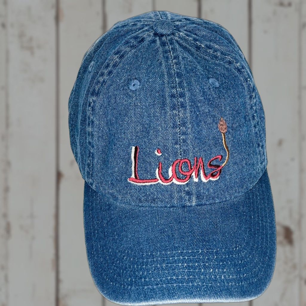 Port Authority Port Authority Denim Strapback Baseball Cap Lions Adjustable Unisex Adults Blue Cotton Denim 90s Outdoor Animals Cowboy Casual Travel Workwear Cap Size ONE SIZE - 1 Thumbnail