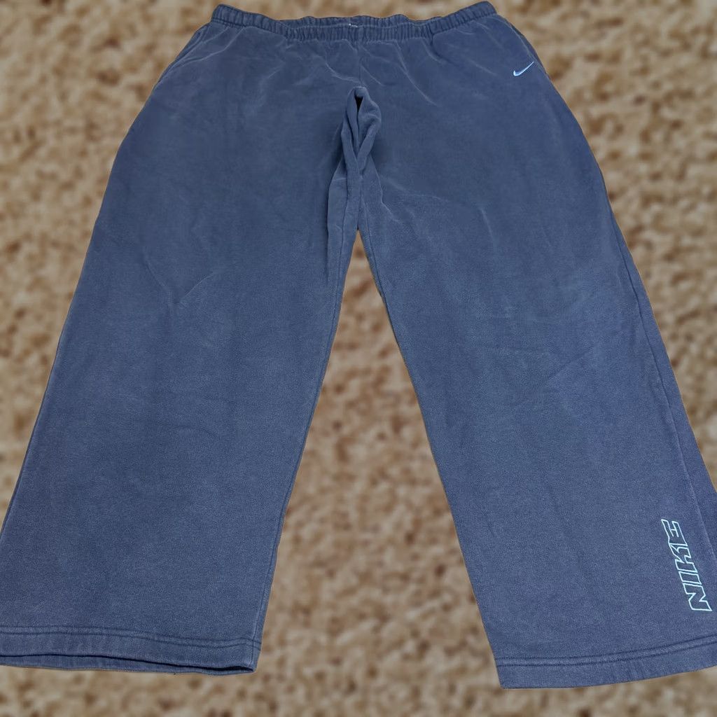 Nike Nike Mens 2XL Blue Fleece Sweatpants Elastic Waist Pockets Straight Leg Size US 39 - 1 Thumbnail