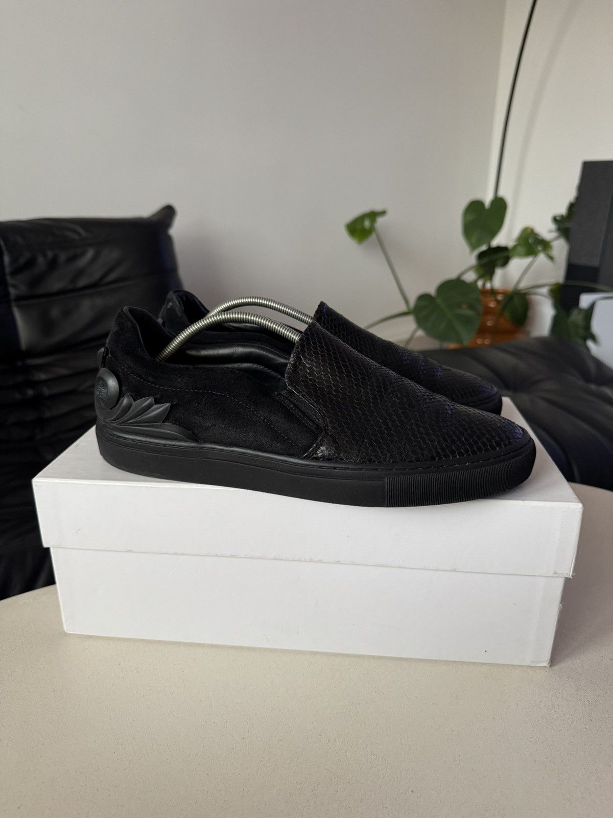 Versace Versace Collection Black Snake Skin Slip Ons Designer Shoes Size US 8 / EU 41 - 3 Thumbnail