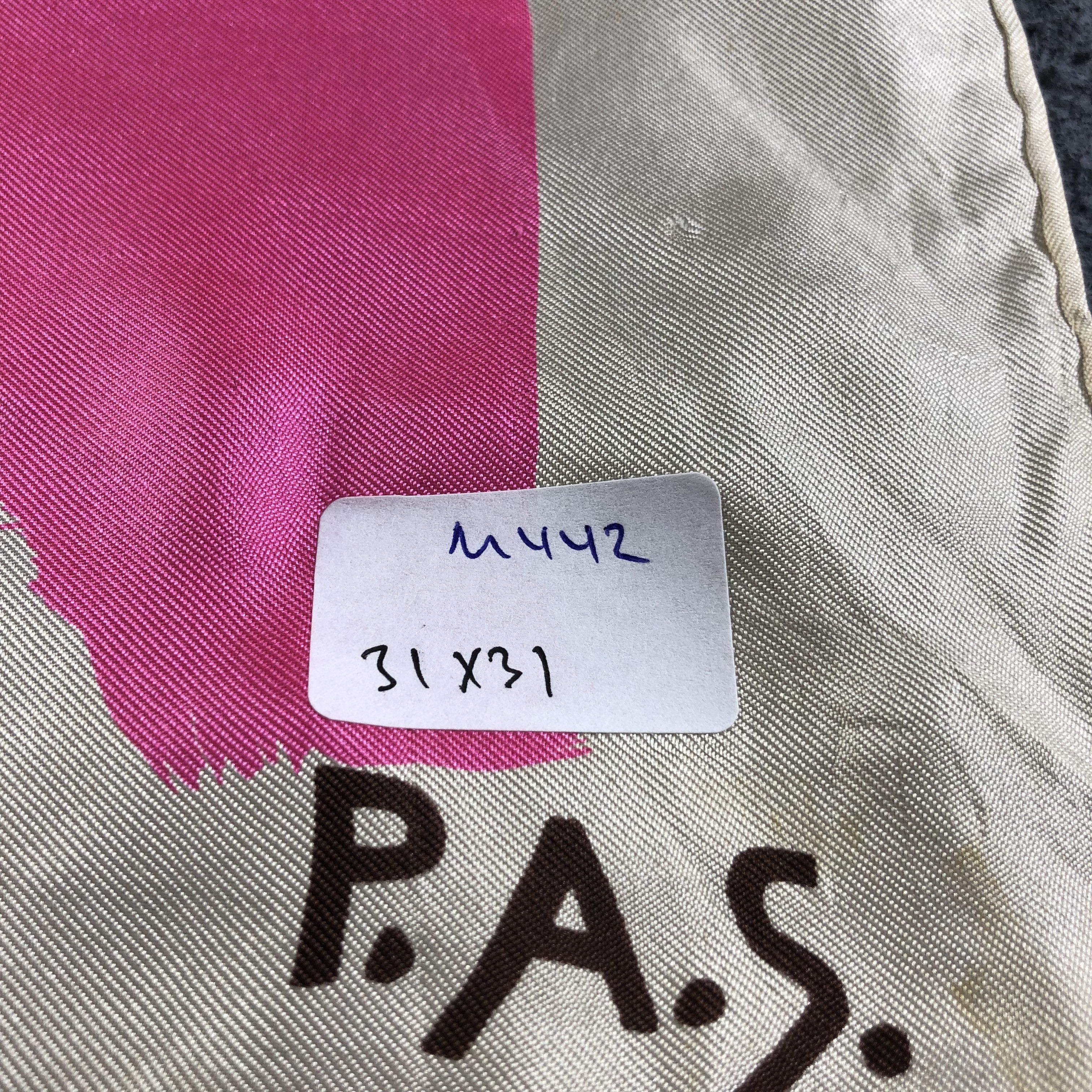 Vintage PAS Abstract Hand Rolled Silk Scarf M442 Size ONE SIZE - 17 Thumbnail