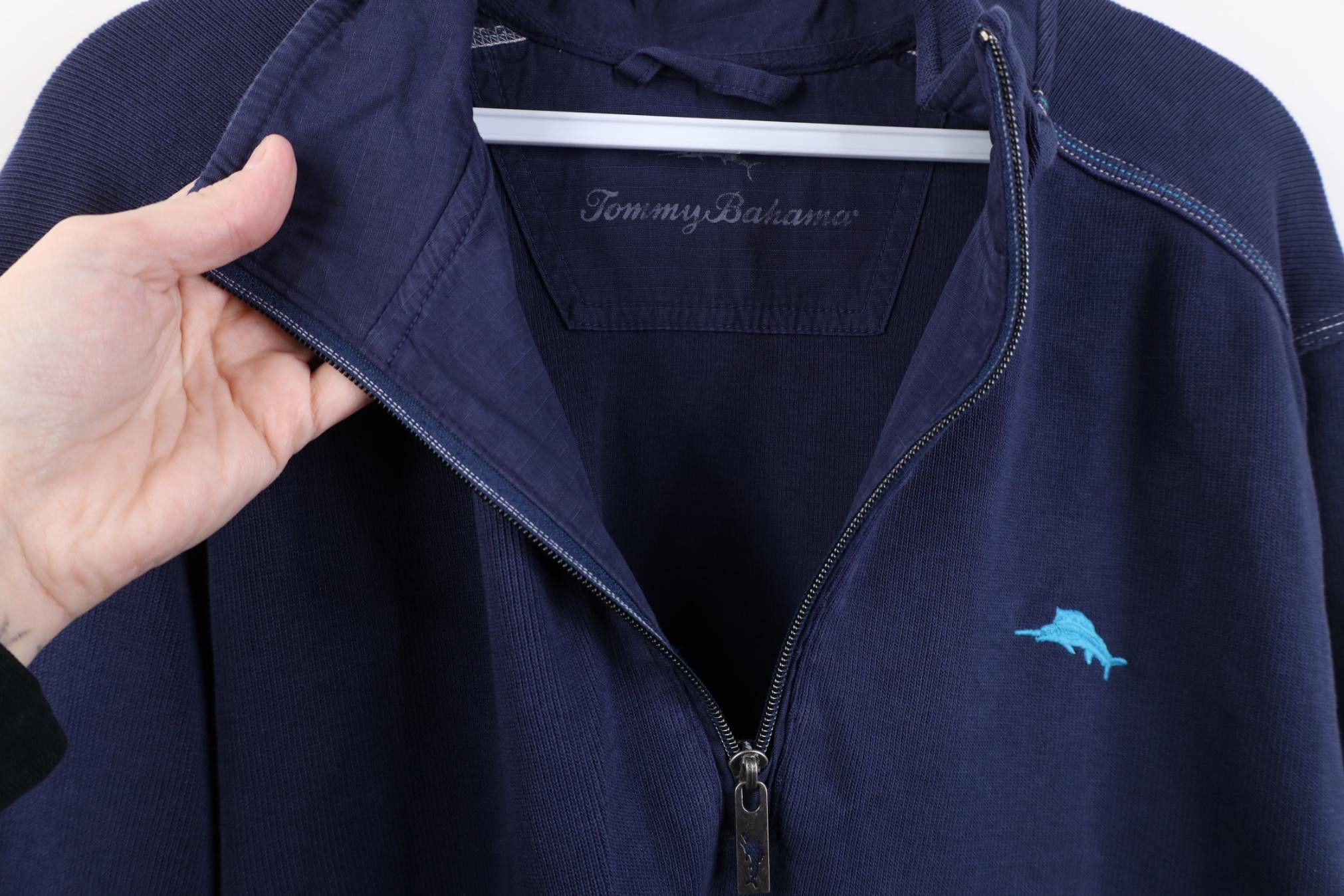 Tommy Bahama Tommy Bahama Ribbed Knit 1/4 Zip Pullover Sweater Blue Size US L / EU 52-54 / 3 - 8 Thumbnail