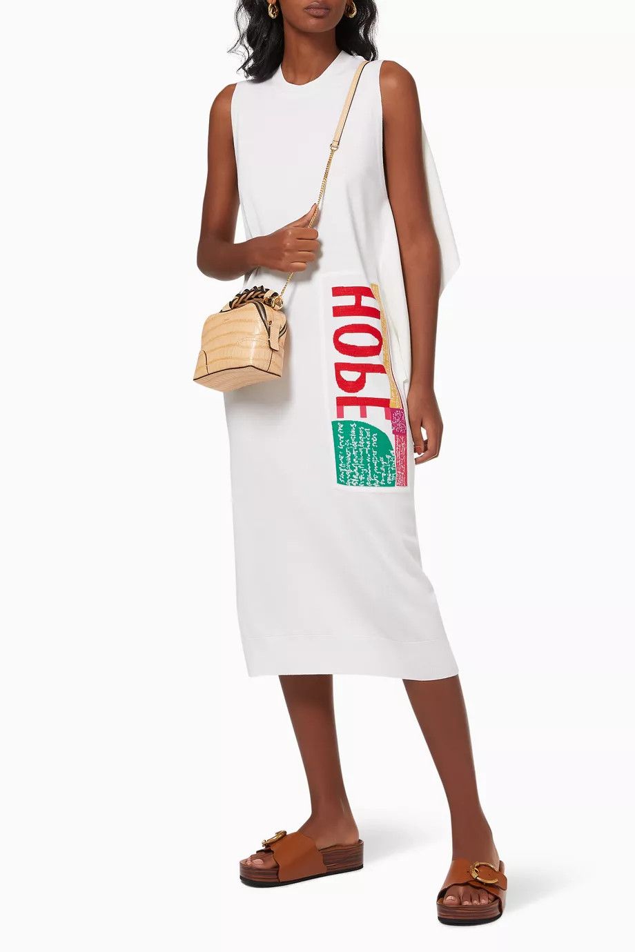Chloe o1y0825 Sleeveless Midi Dress in White Size XS / US 0-2 / IT 36-38 - 4 Thumbnail