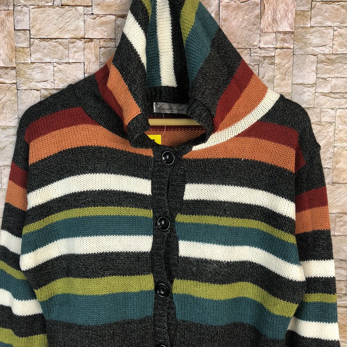Japanese Brand CONSTABULL Multicolor stripe Hoodie Knitwear #A469 Size M / US 6-8 / IT 42-44 - 5 Thumbnail