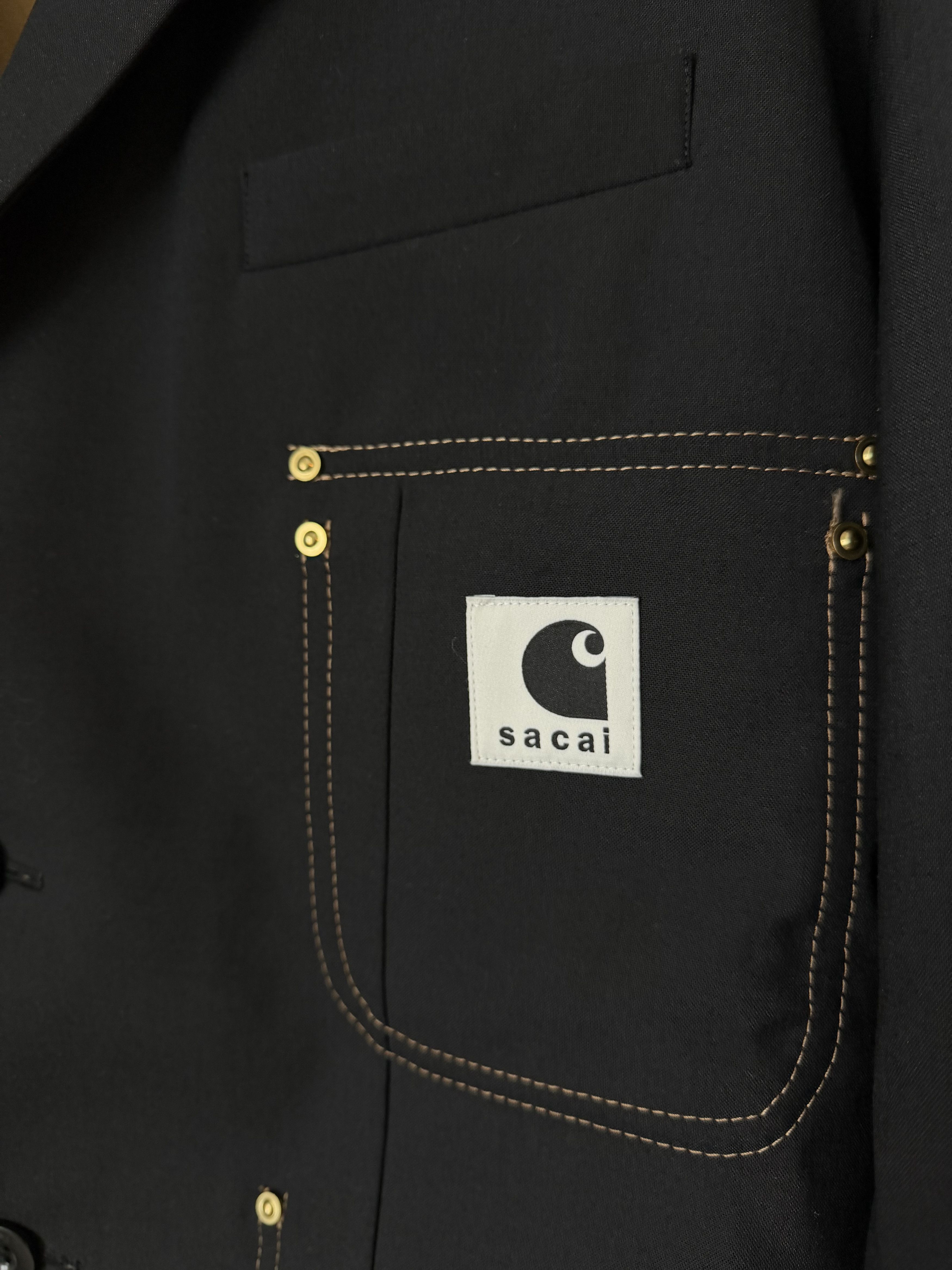Carhartt Wip × Sacai Sacai Carhartt WIP Suiting Bonding Jacket in Black Size US XL / EU 56 / 4 - 4 Thumbnail
