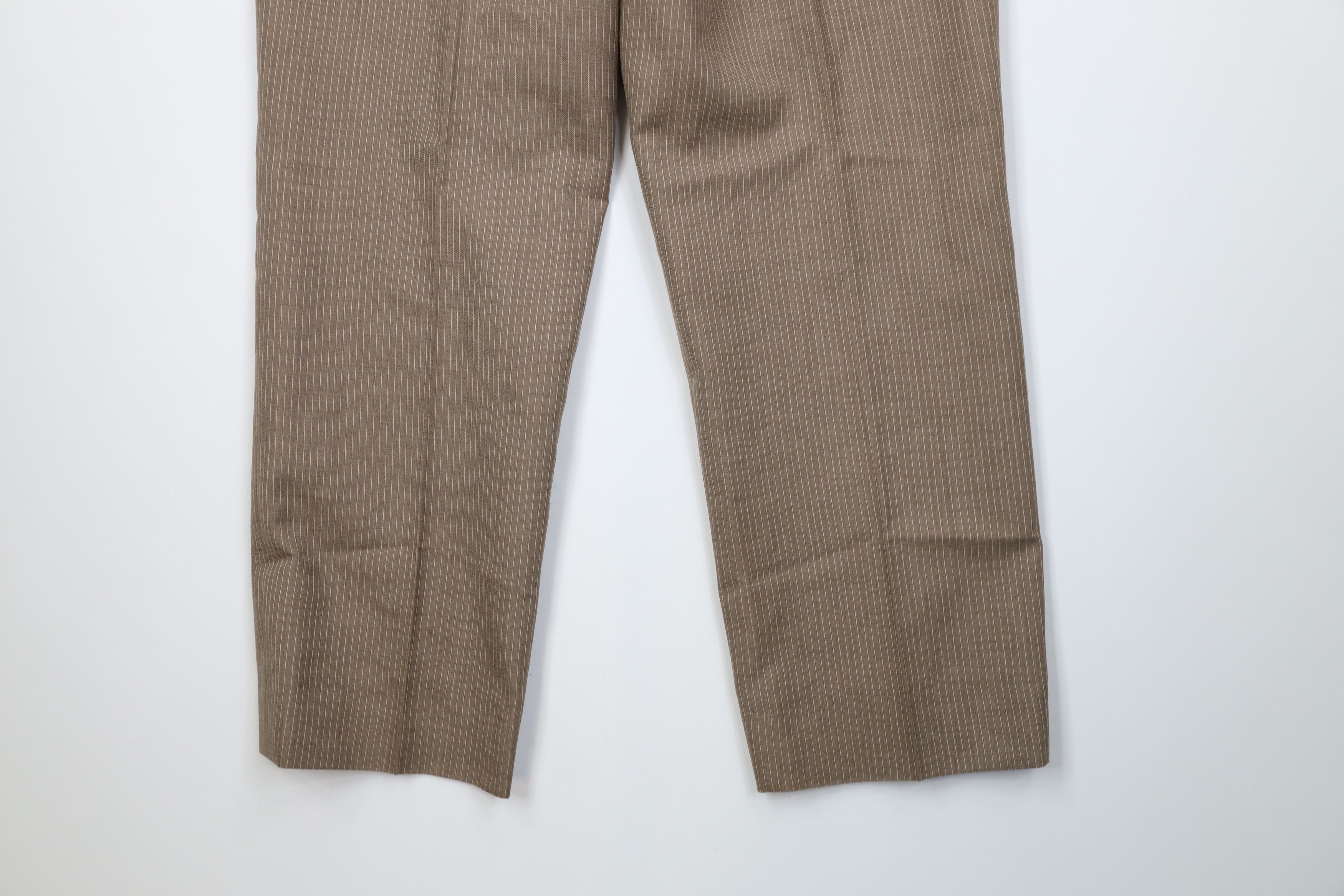 Vintage Vintage 70s Streetwear 3 Piece Stripe Suit Wedding Brown Size 44L - 18 Thumbnail