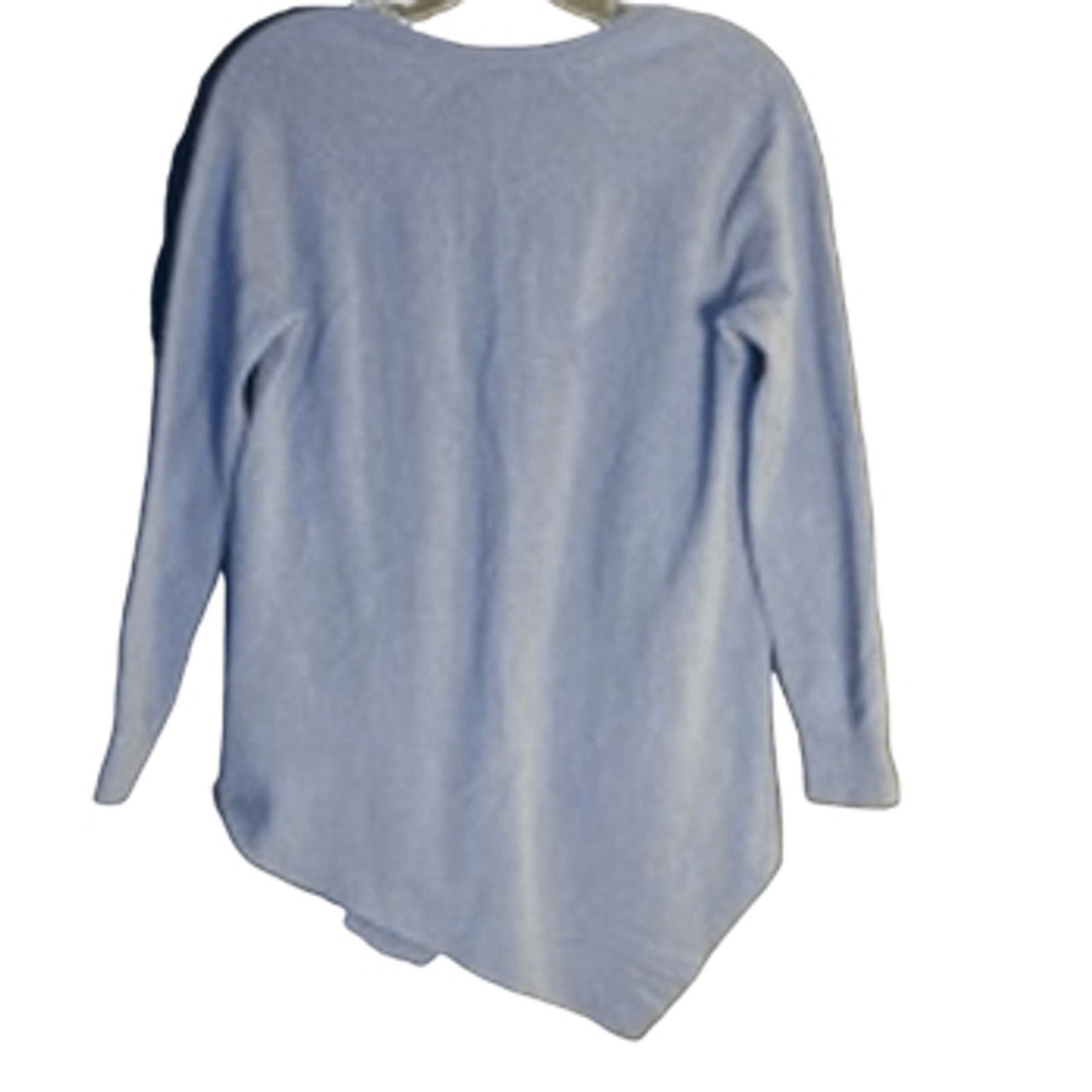 Soft Luxe Minimalist Cozy Cashmere Blue V-Neck Sweater Joie