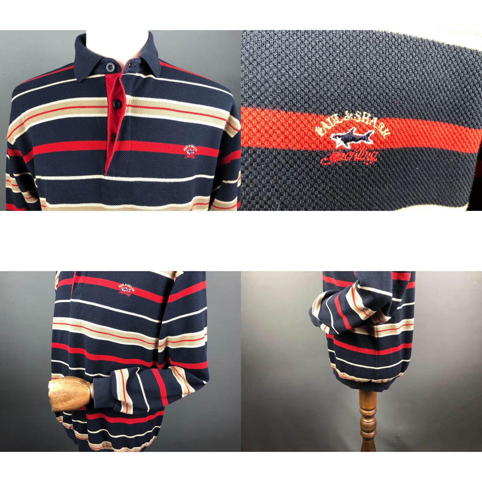 Paul & Shark Paul & Shark Polo Shirt Multicolor Striped Cotton Long Sleeve Men's L Size US L / EU 52-54 / 3 - 8 Thumbnail