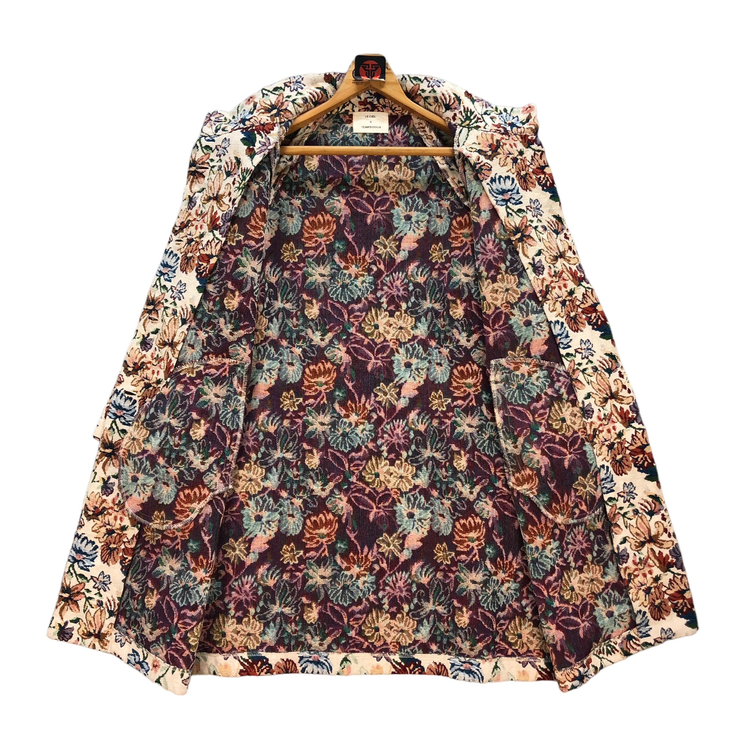 Japanese Brand LE CIEL A TEMPS DOUX FLORAL GRAPHIC LONG COAT #7362-134 Size M / US 6-8 / IT 42-44 - 6 Thumbnail