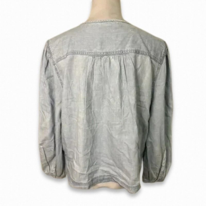 Treasure & Bond Treasure & Bond Long Sleeves Blouse V-Neck Chambray Blue W M Size M / US 6-8 / IT 42-44 - 5 Thumbnail