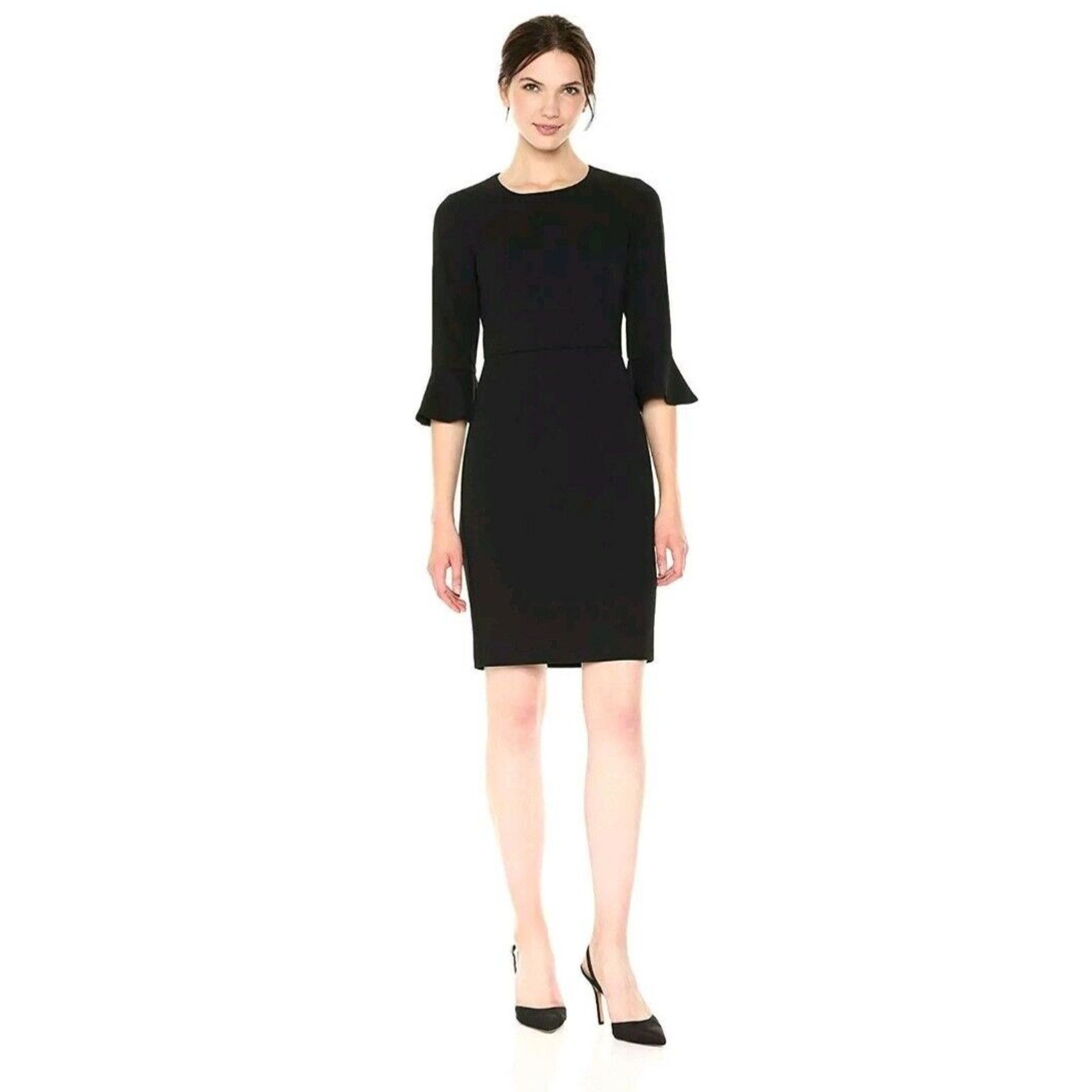 Donna Morgan New Donna Morgan KENDALL 3/4 Ruffle Sleeve Mini Dress Black Size M / US 6-8 / IT 42-44 - 5 Thumbnail