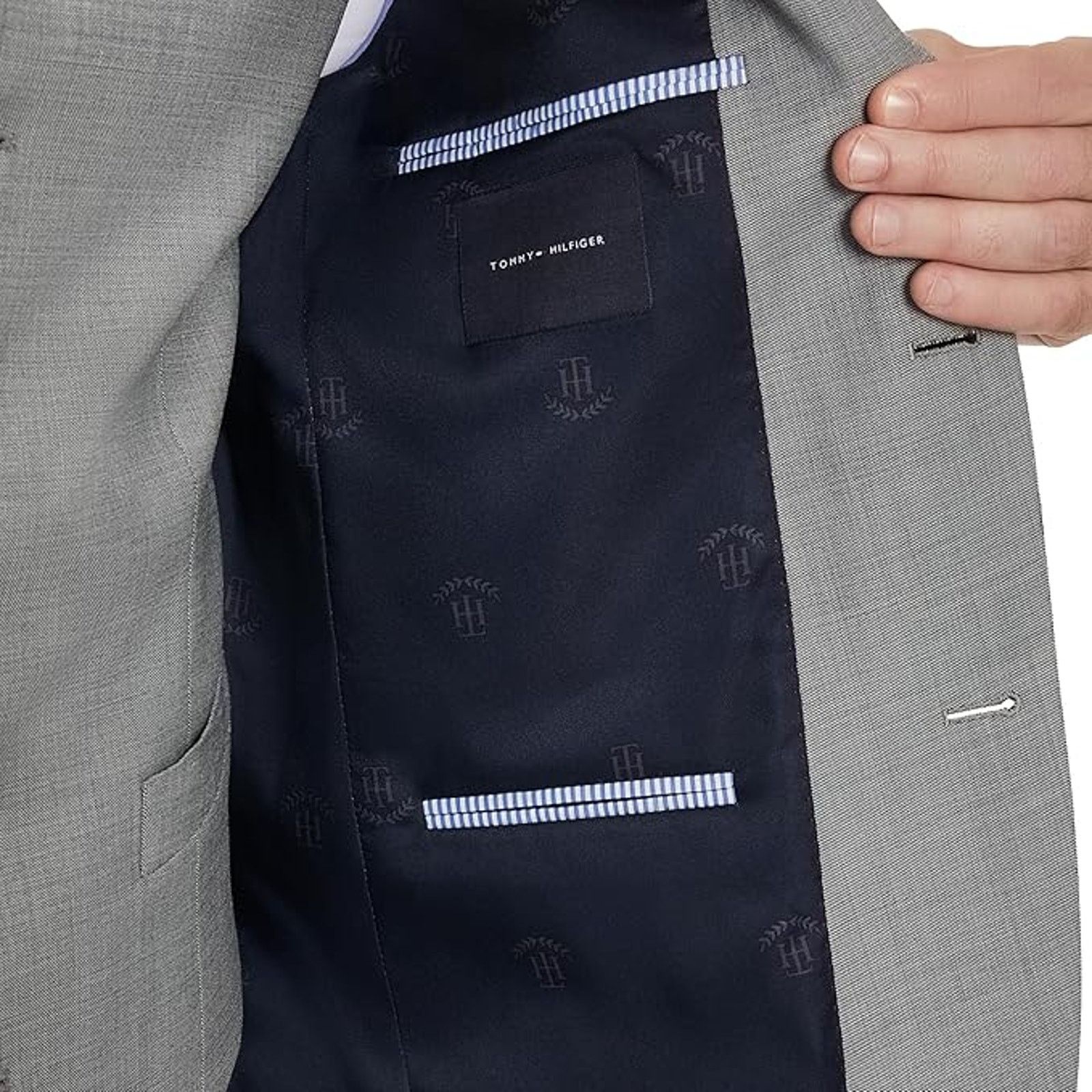 Tommy Hilfiger Tommy Hilfiger Men's Grey Wool Modern Suit Jacket Size 40L Size 40L - 4 Thumbnail