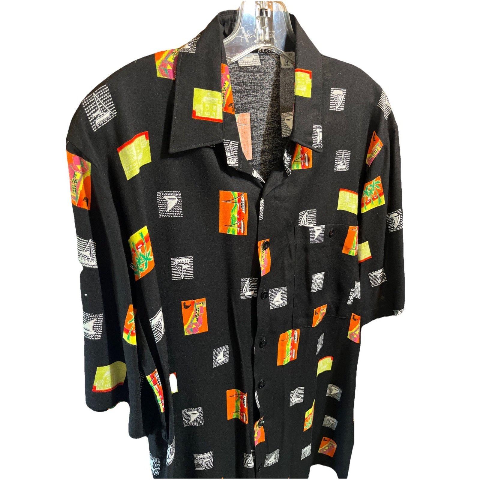 Other Alan Stewart Shirt Men’s M Black Hawaiian Rayon Button Adult Size US M / EU 48-50 / 2 - 1 Thumbnail
