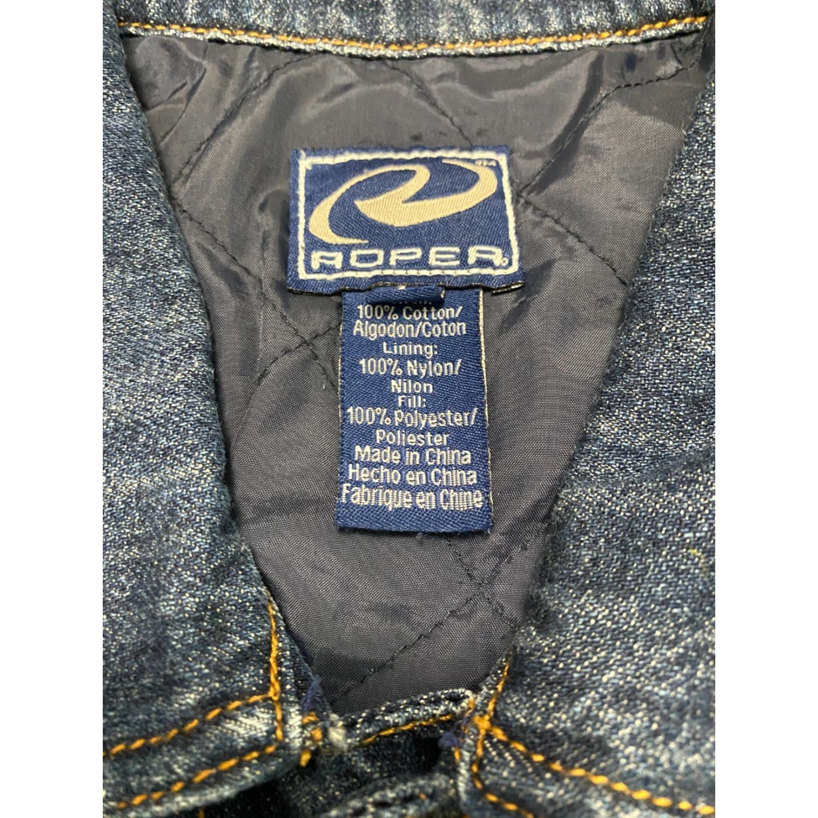 Roper Roper Jacket L Mens Size L Western Solid Denim Cotton Blue Regular Button Lined Nylon Poylester Spring Fall Winter Career: Outer, Casual, Travel Size US 33 - 4 Thumbnail