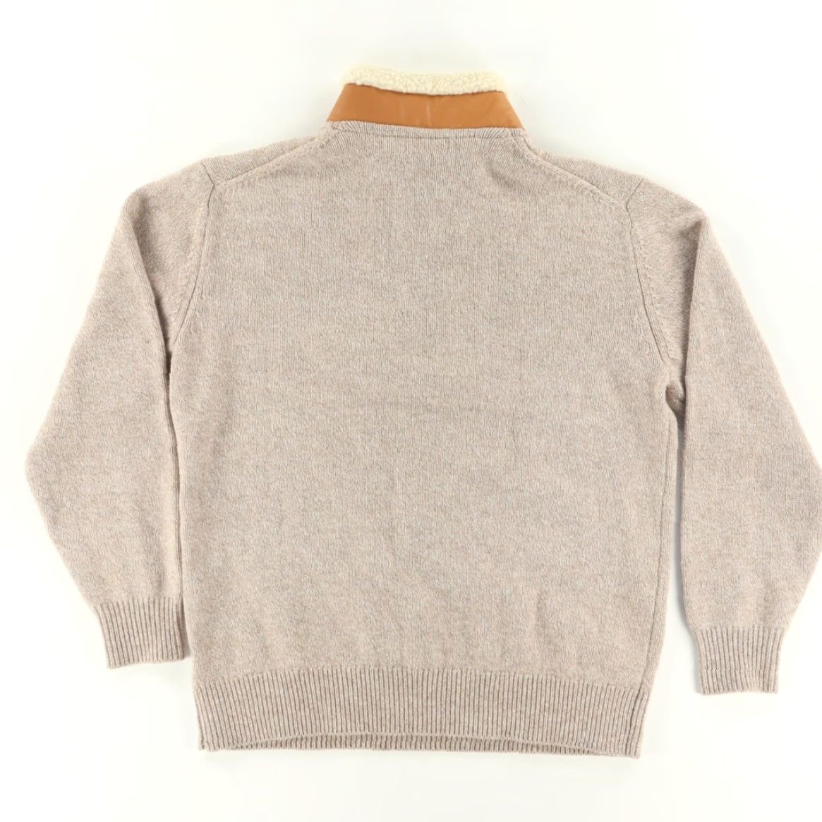 Orvis Orvis Shearling Collar Lambswool Solid Mock Long Sleeve Sweater Wheat Men's L Shirt Size US L / EU 52-54 / 3 - 4 Thumbnail
