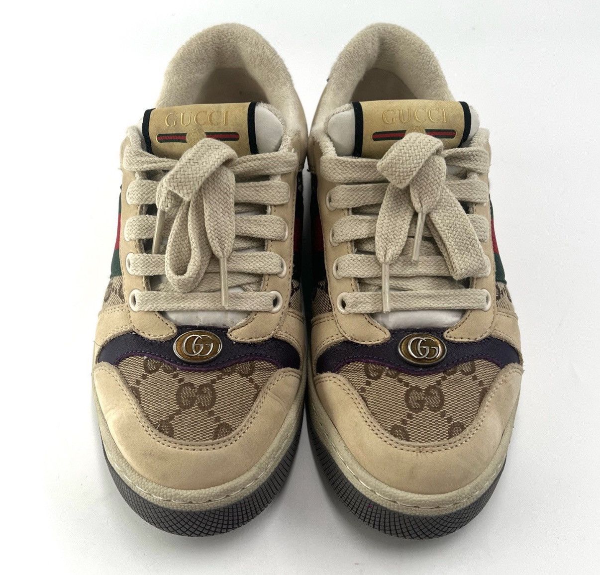 Gucci Gucci GG Enamel Ebony Purple Heel Dirty Sneakers K12 Size US 5.5 / IT 35.5 - 2 Thumbnail