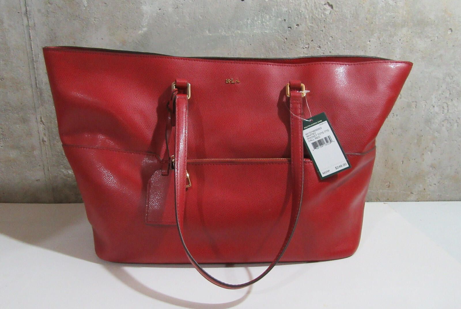 Lauren Ralph Lauren Lauren Ralph Lauren Whitby Leather Pocket Tote Purse Handbag Size ONE SIZE - 2 Thumbnail