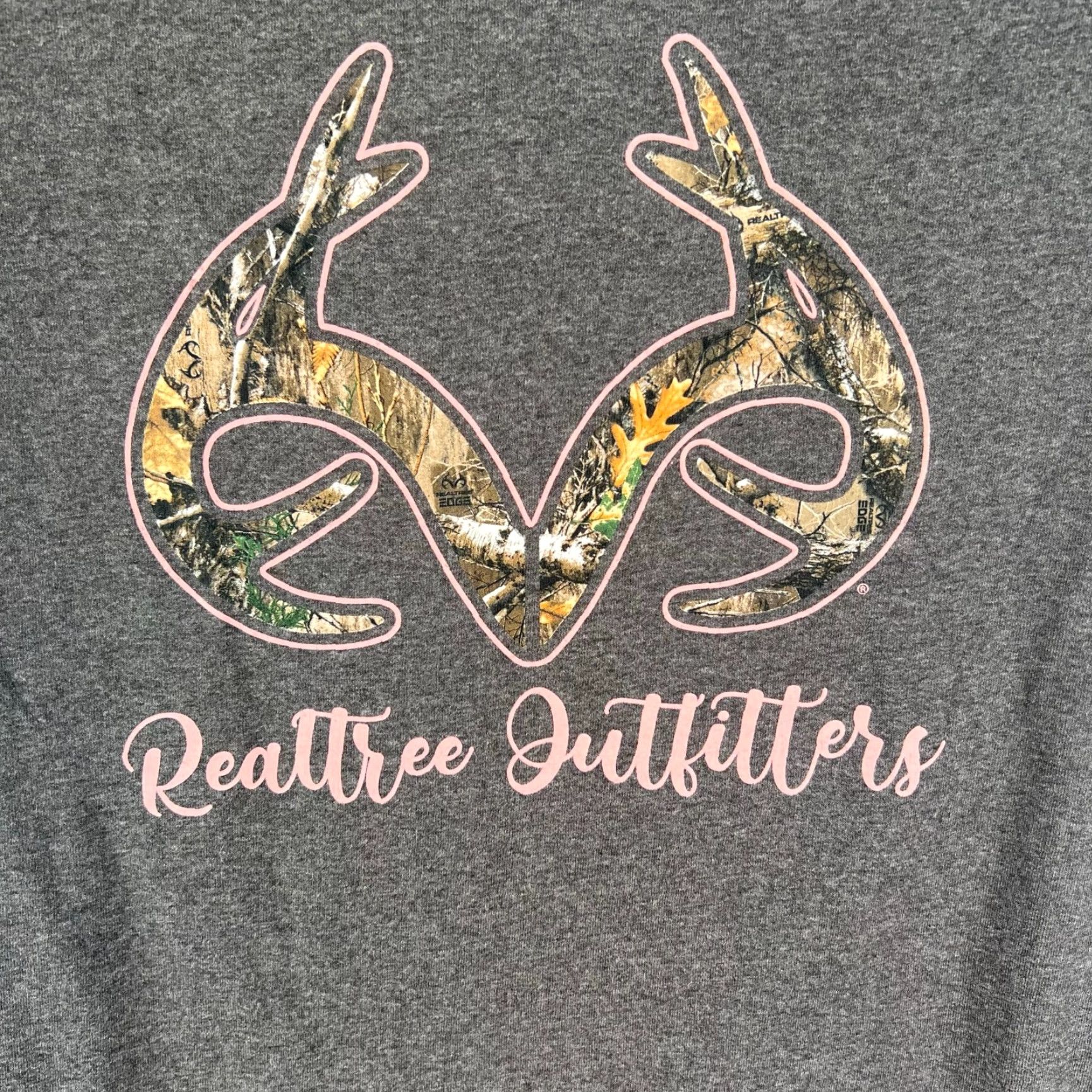 Delta VINTAGE Real Tree Outfitters Womens M Gray Pink Graphic Antler Logo Shirt Size M / US 6-8 / IT 42-44 - 2 Thumbnail