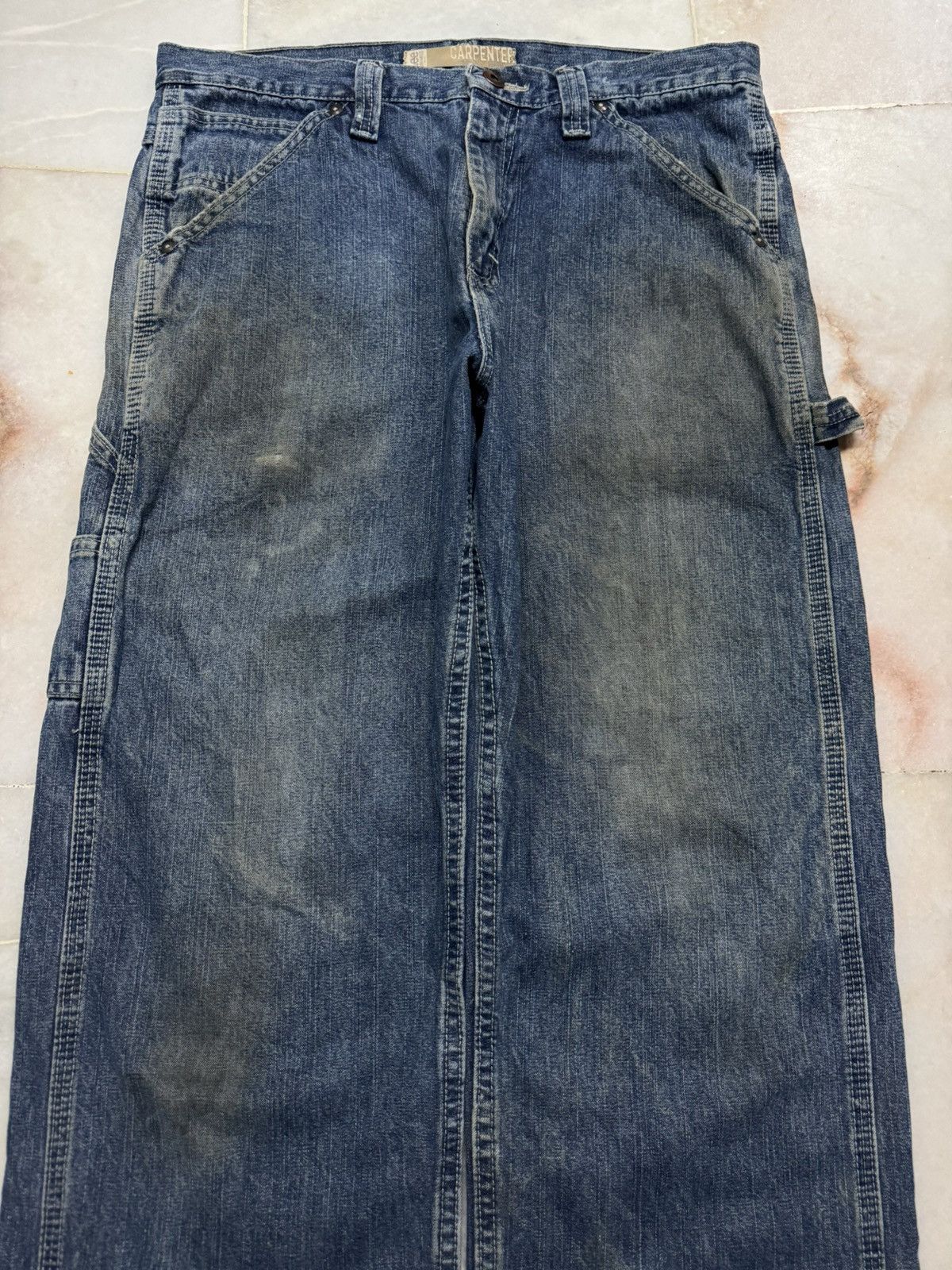 Lee BAGGY💥90s STYLE LEE DUNGAREES CARPENTER RUSTY INSANE MUDWASH Size US 32 / EU 48 - 3 Thumbnail