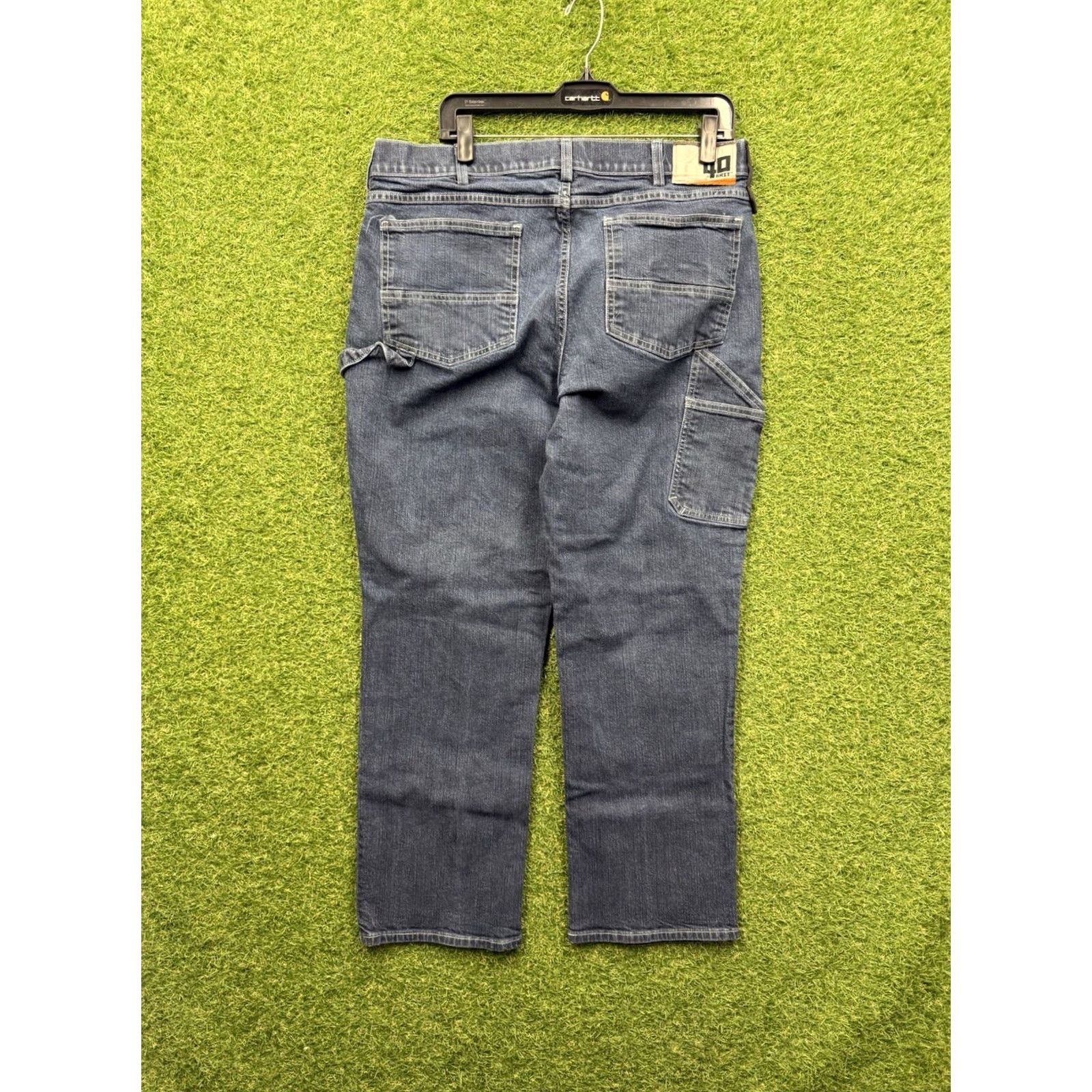 Denime Duluth Jeans Mens 38X30 Blue Dark Wash Denim Standard Fit Work 5-Pocket Straight Mid 10-12in Inseam 30in Cotton Denim Logo Vintage: No Size US 38 / EU 54 - 2 Thumbnail