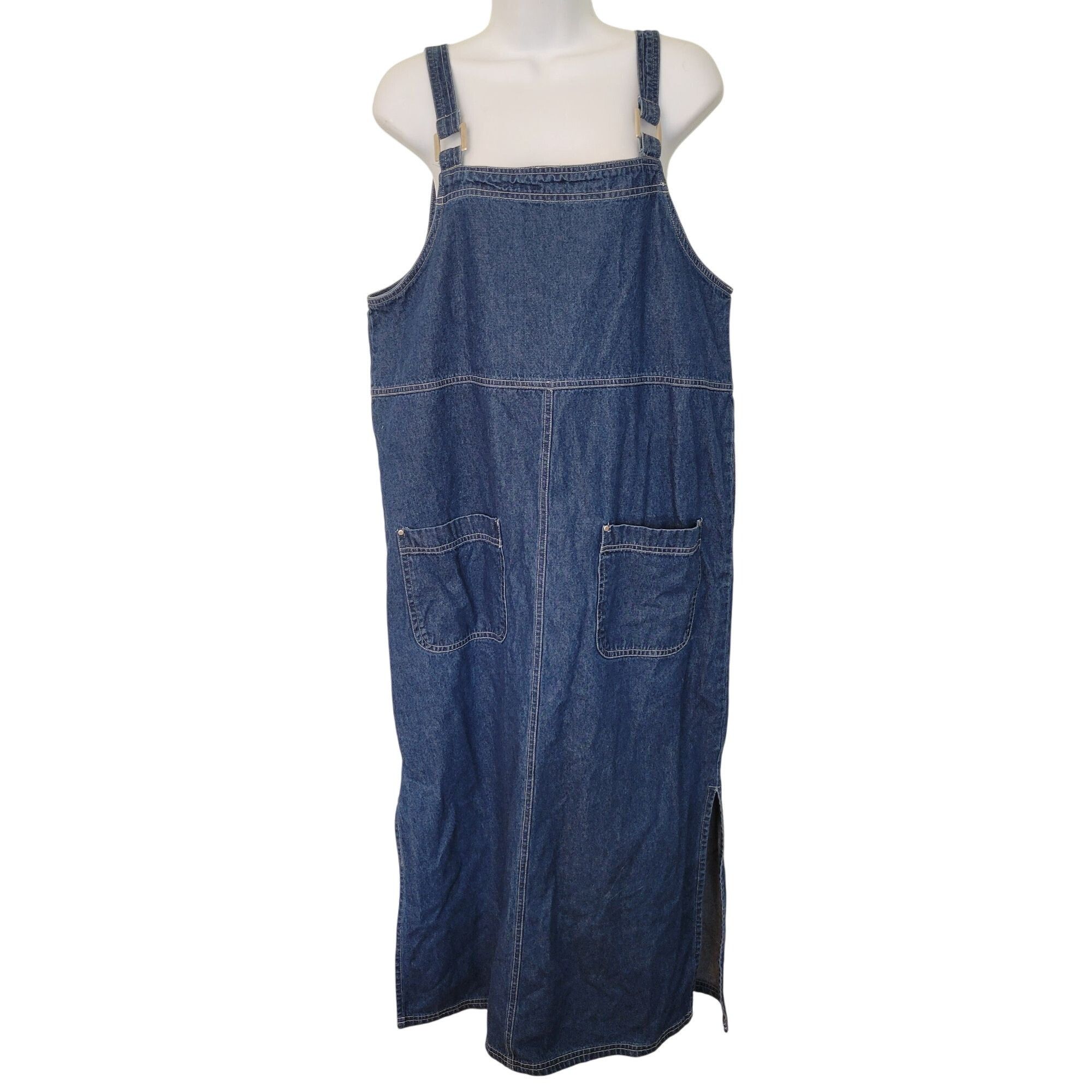 Vintage Premier International M Blue Jean Denim Jumper Overall Dress Size M / US 6-8 / IT 42-44 - 2 Thumbnail