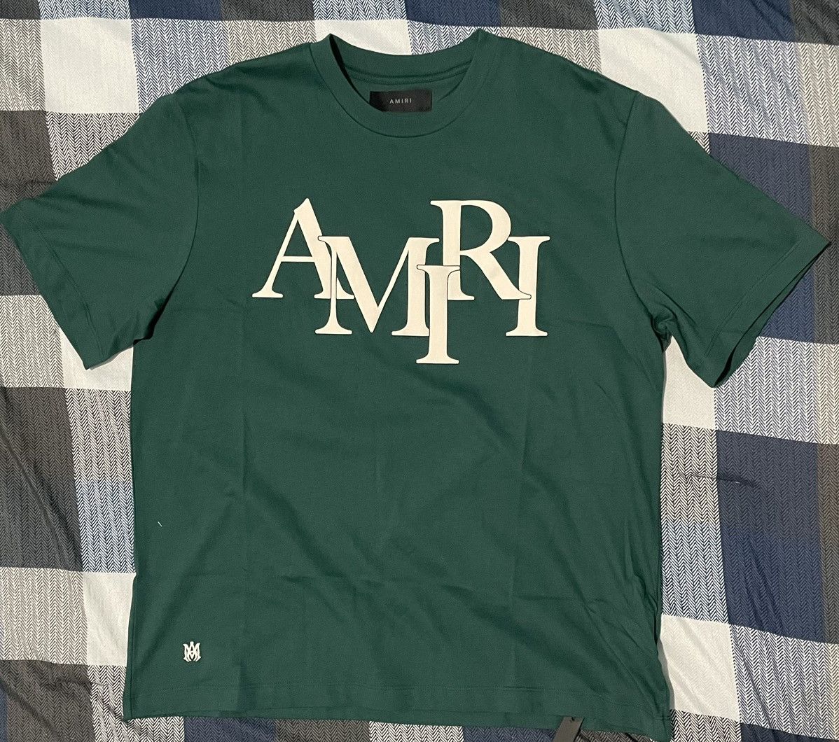 image of Amiri Green Staggered T-Shirt in Grey, Men's (Size XL)