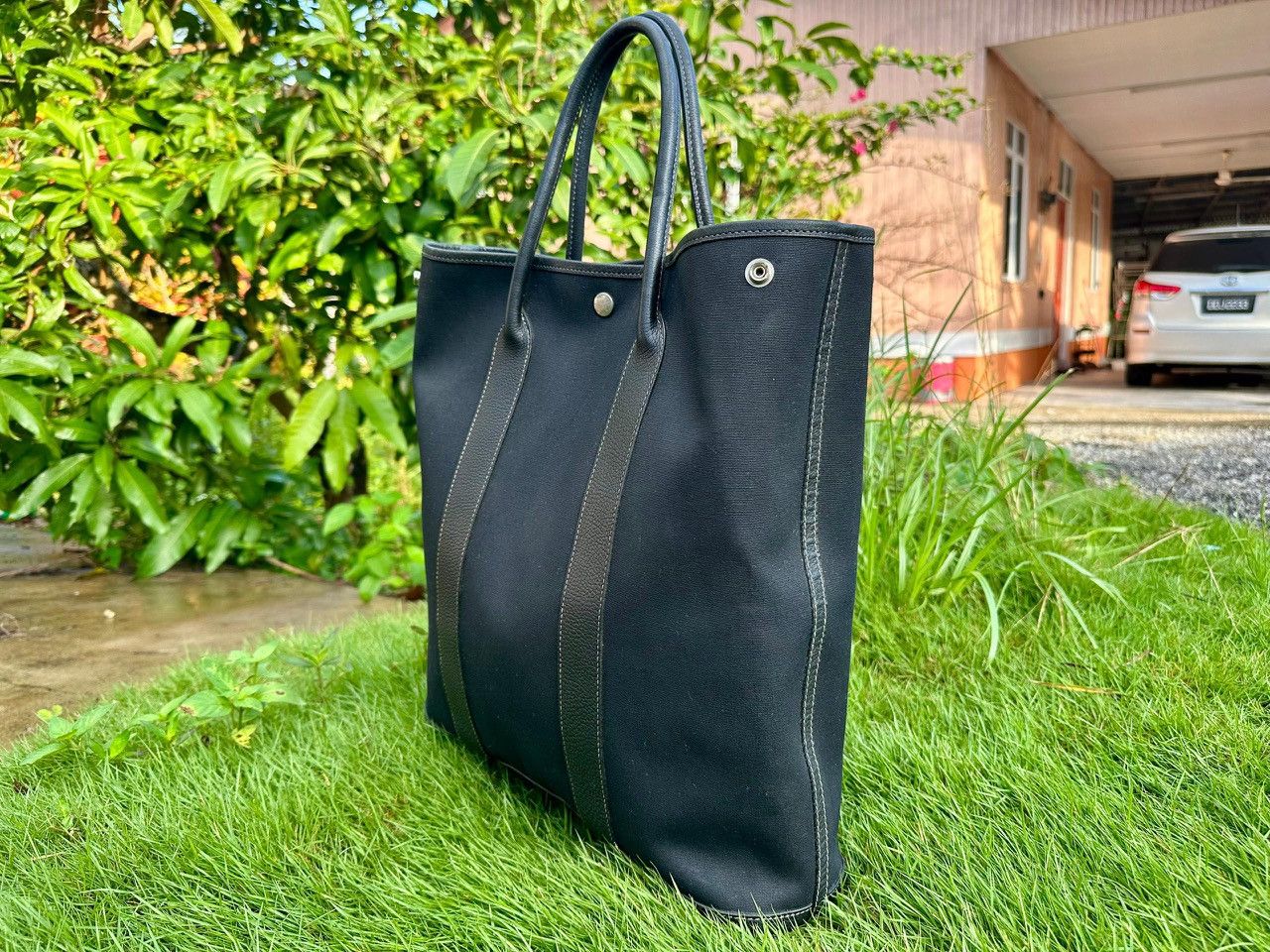 Hermes Authentic Hermes Garden File MM Black Toile Officier Leather Size ONE SIZE - 3 Thumbnail