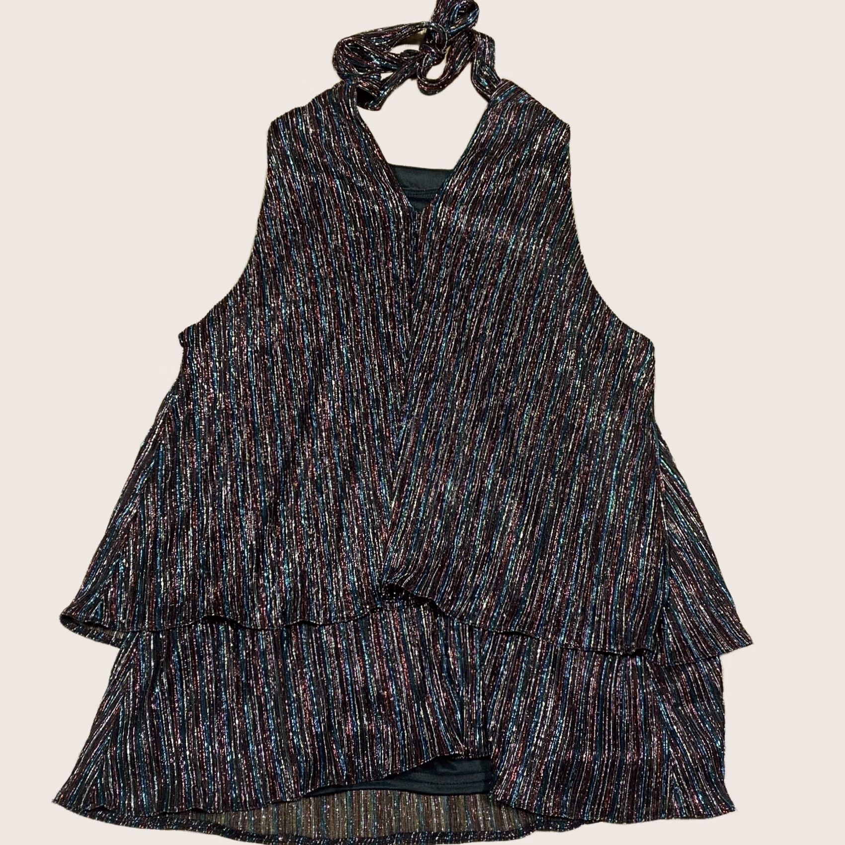 Vintage Oasis Halter Neck Top Striped Multicoloured L Women’s BNWT Summer Casual Party/Cocktail Shirt Size L / US 10 / IT 46 - 1 Thumbnail