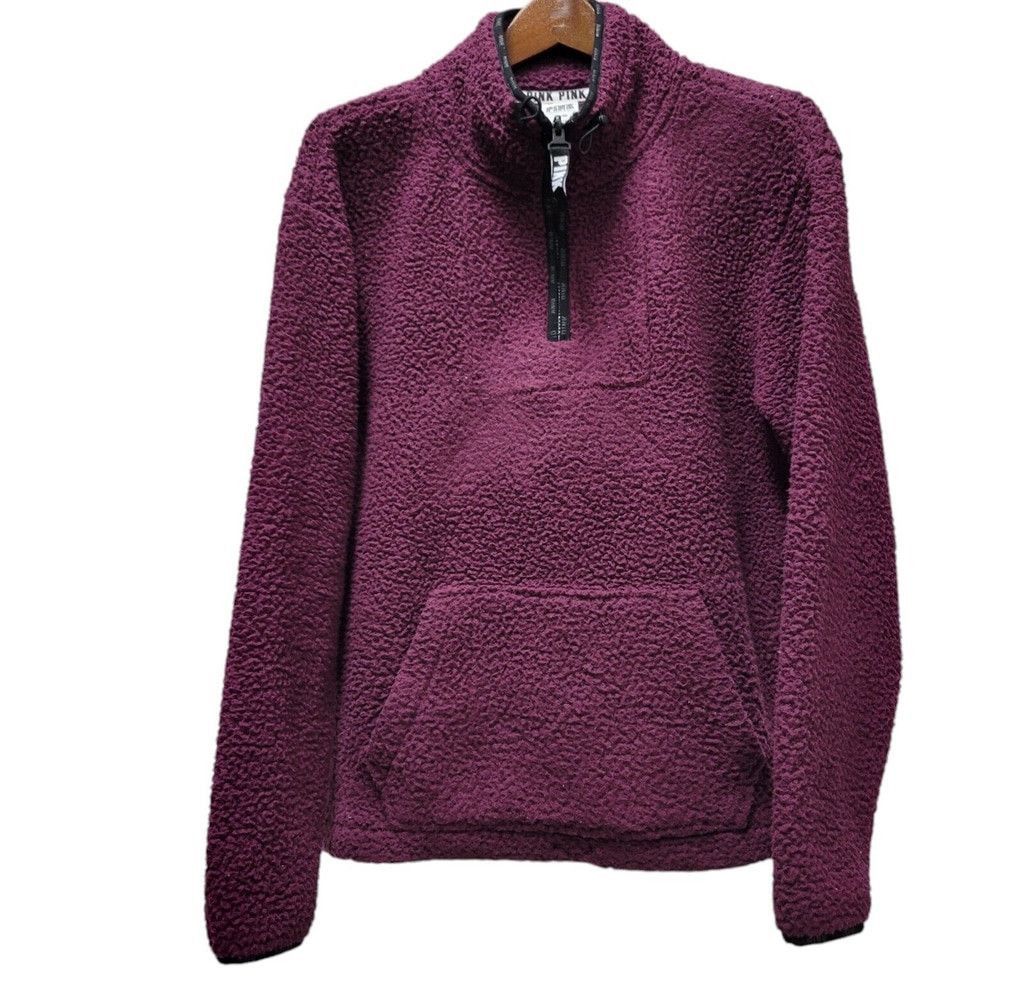 Victoria's Secret Victoria's Secret Pink Quarter Zip Sherpa Pullover Women's Size L / US 10 / IT 46 - 5 Thumbnail