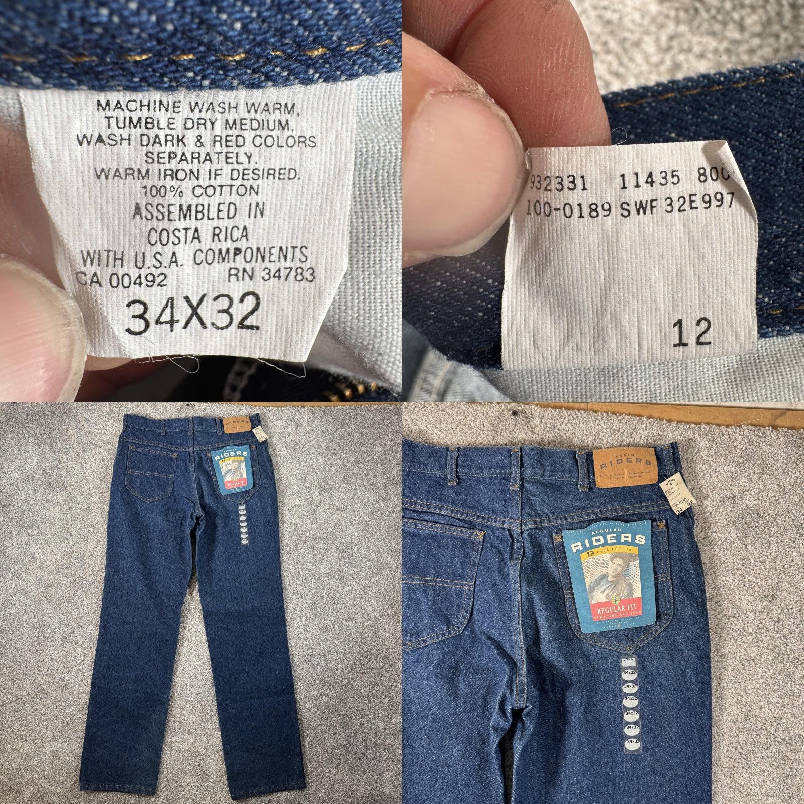 Lee VINTAGE Riders Jeans Mens 32x31 Regular Fit Straight Leg Rinse Denim Zip Fly 90s Blue Size US 34 / EU 50 - 8 Thumbnail