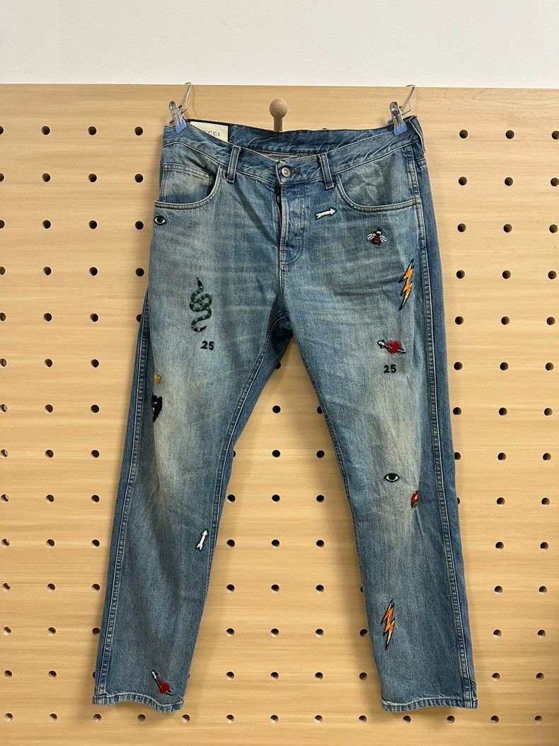 Gucci Limited Edition Embroidered Denim Pants-dmc Size US 34 / EU 50 - 1 Thumbnail