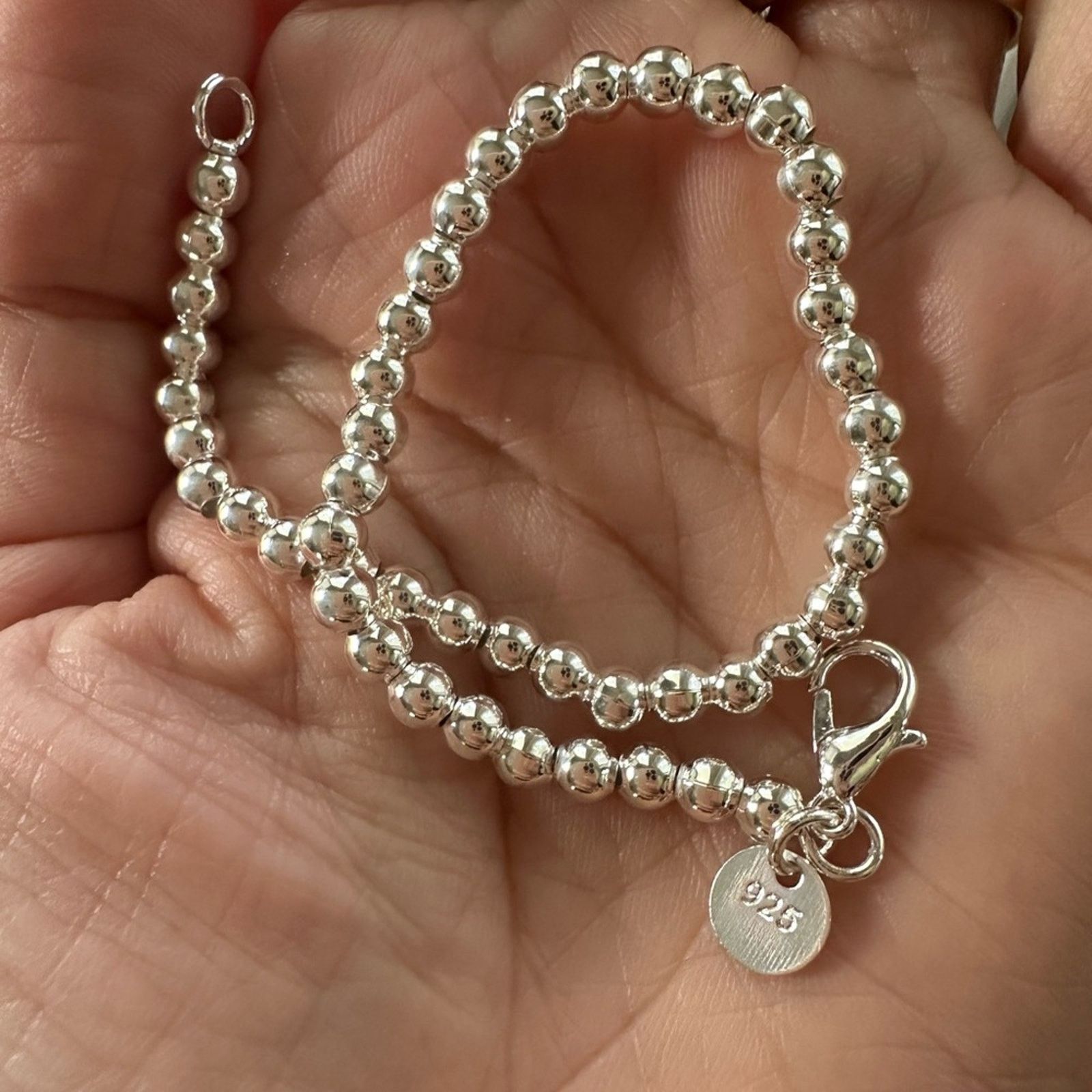 Other Sterling Silver Beaded Minimalist Bracelet 8” Size ONE SIZE - 4 Thumbnail