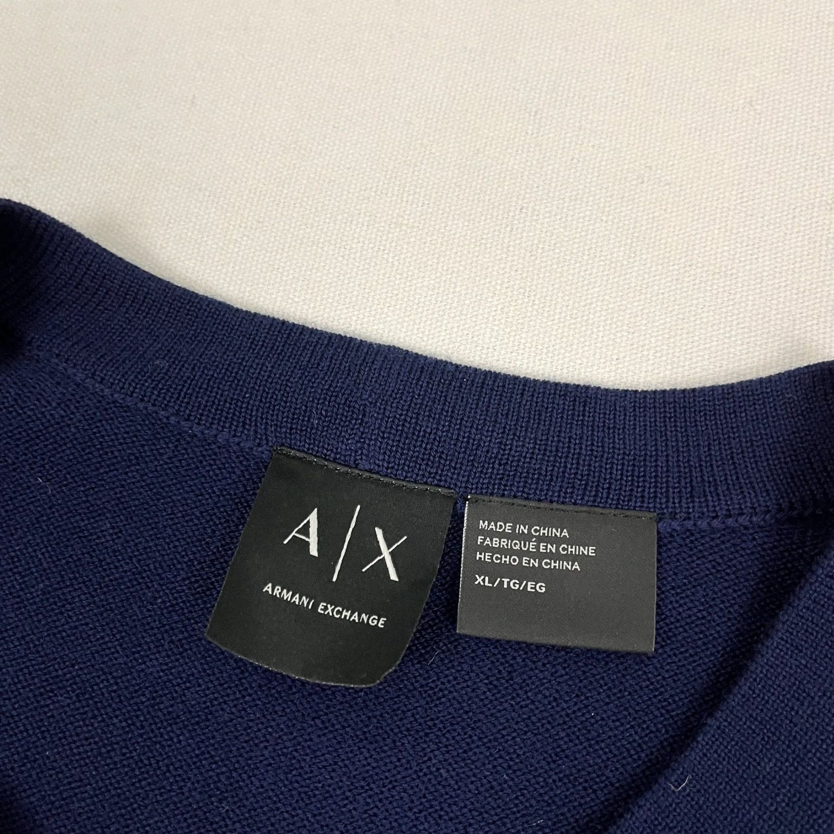 Armani Exchange Armani Exchange Sweater Mens XL Blue Geometric Merino Wool Crew Pullover Jumper Size US XL / EU 56 / 4 - 3 Thumbnail