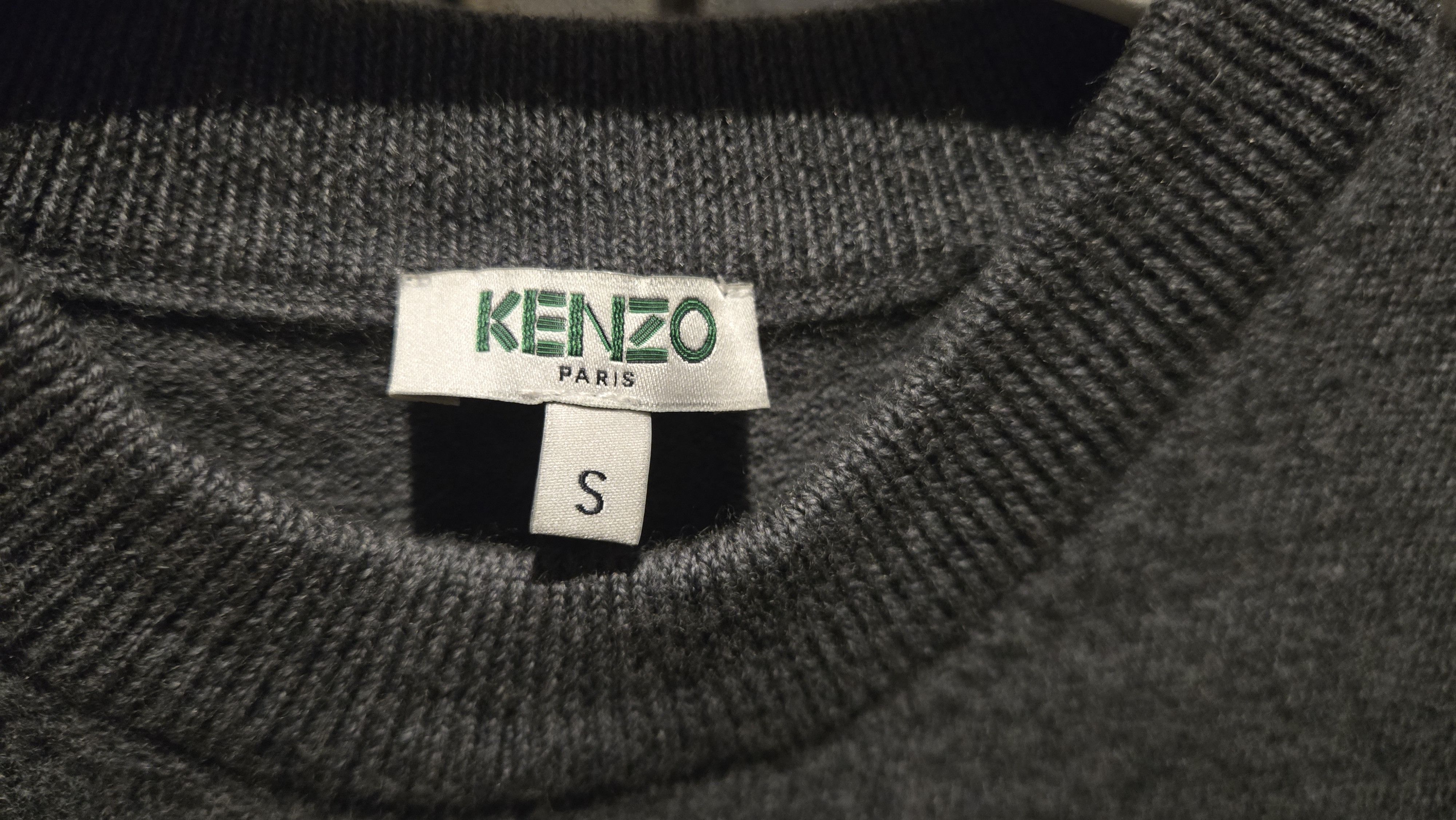 Kenzo Kenzo Grey Knitted Sweater with Stitched Tiger (Black) Size US S / EU 44-46 / 1 - 7 Thumbnail