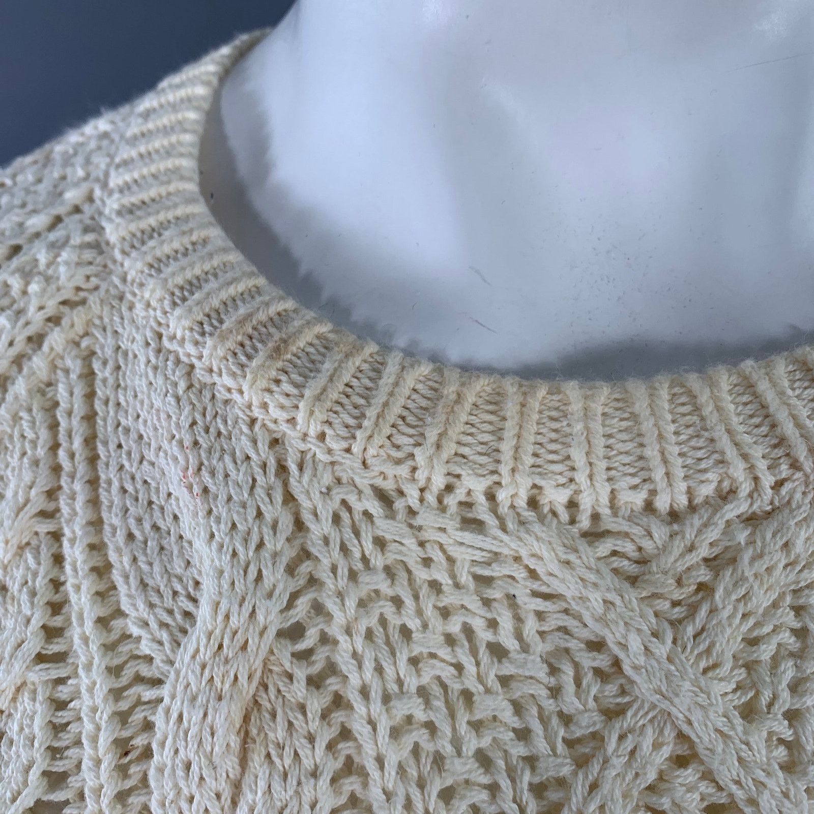 Polo Ralph Lauren Size L Cream Cable Knit Cotton Crew Neck Sweater Size US L / EU 52-54 / 3 - 6 Thumbnail