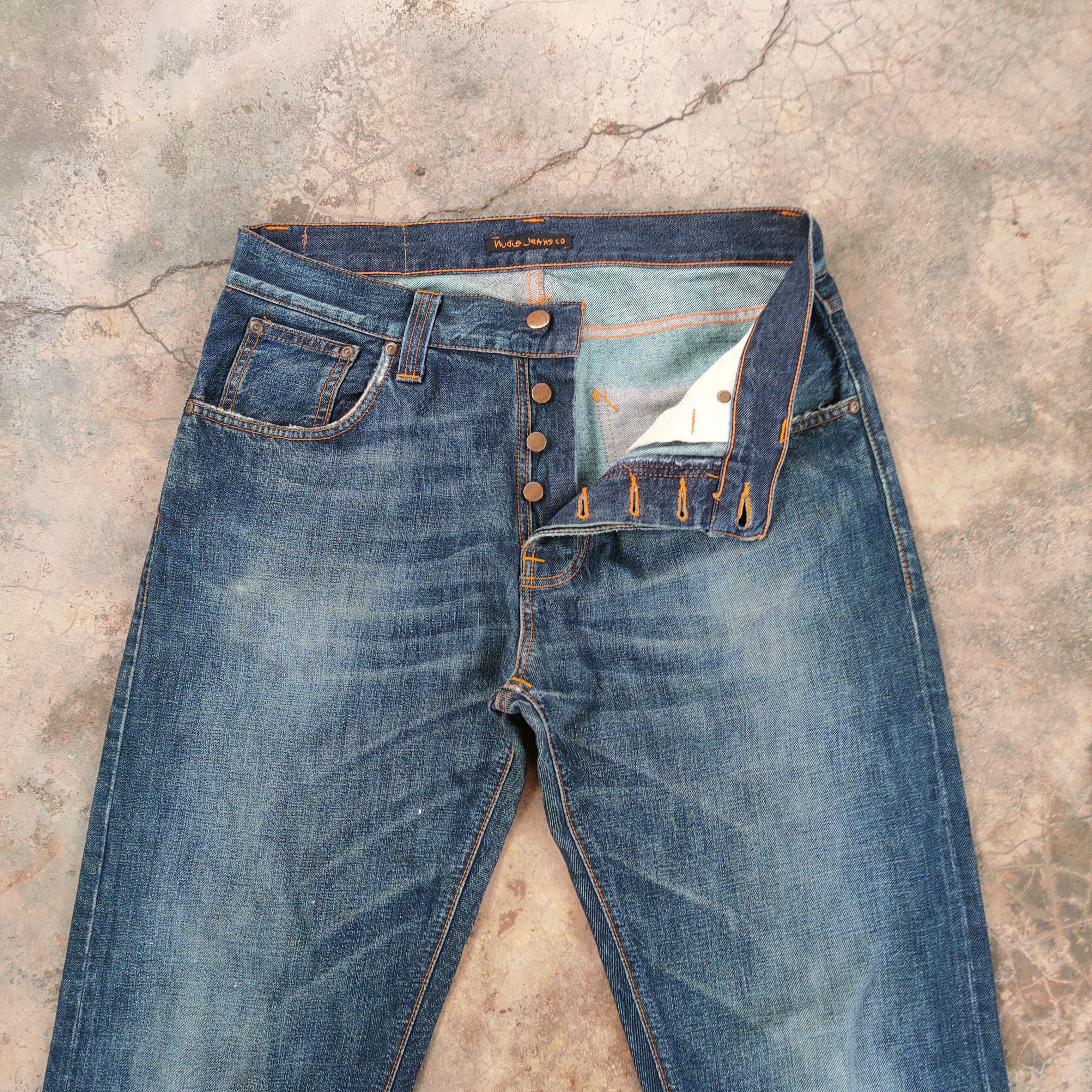 Nudie Jeans W33 VINTAGE NUDIES BUTTONFLY FADED DISTRESSED JEANS PANTS Size US 33 - 4 Thumbnail