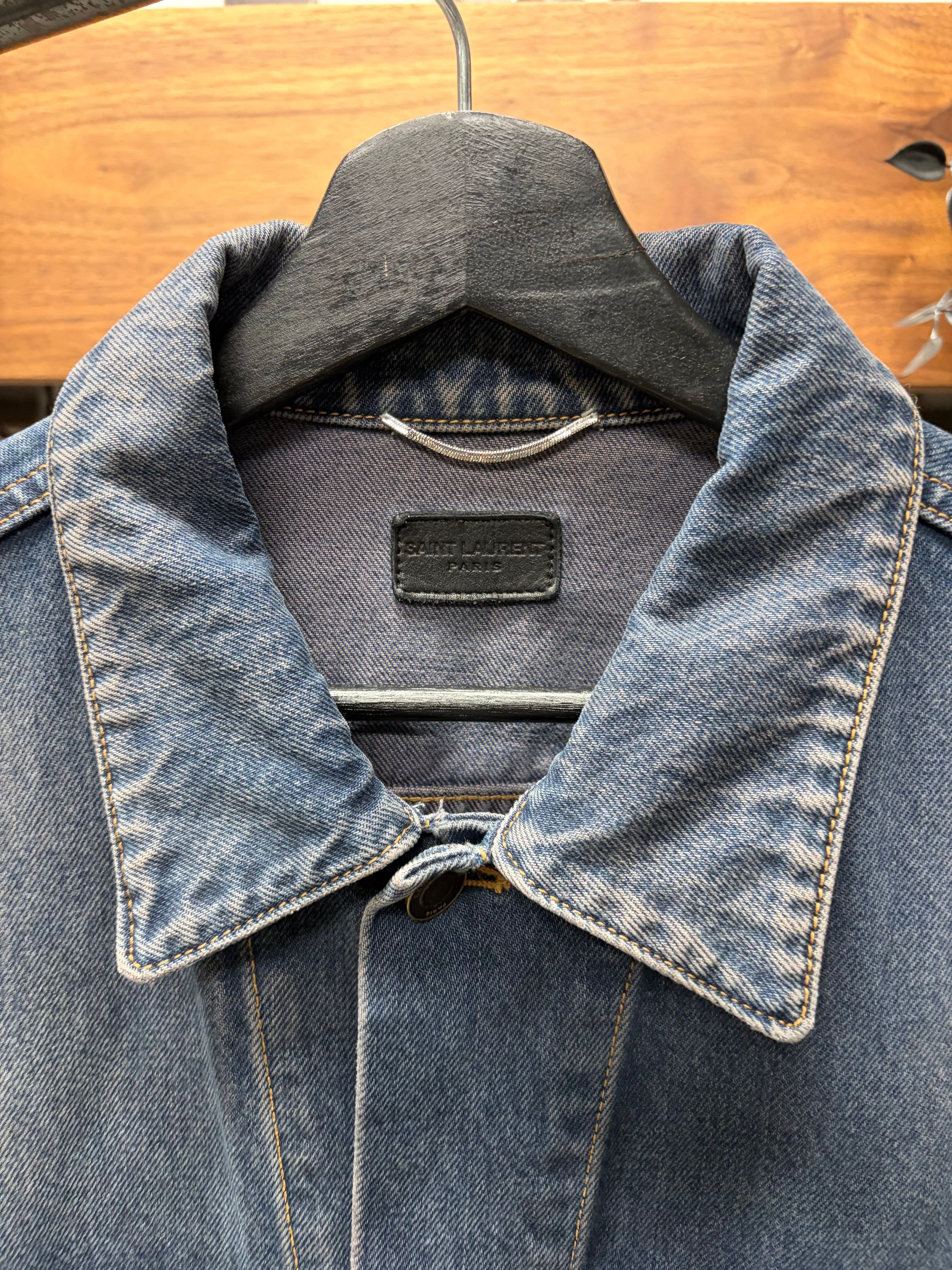 Saint Laurent Paris Saint Laurent ‘Garment Dyed’ Blue Denim Trucker Jacket Size US L / EU 52-54 / 3 - 2 Thumbnail