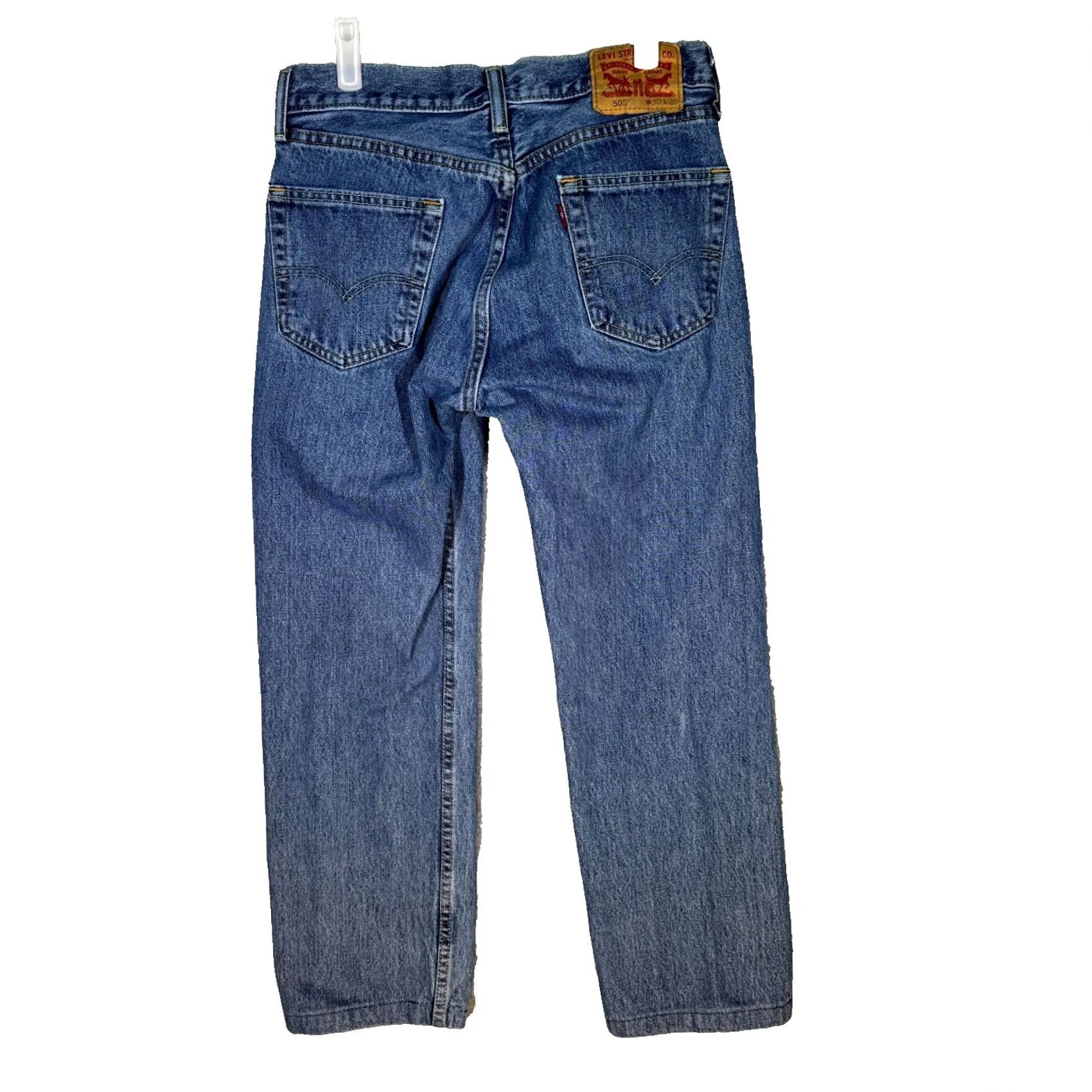 Levi's Levi's 505 Jeans Mens 30 X 30 Blue Denim Mid-Rise Regular Fit Straight Leg M1649 Size US 30 / EU 46 - 2 Thumbnail