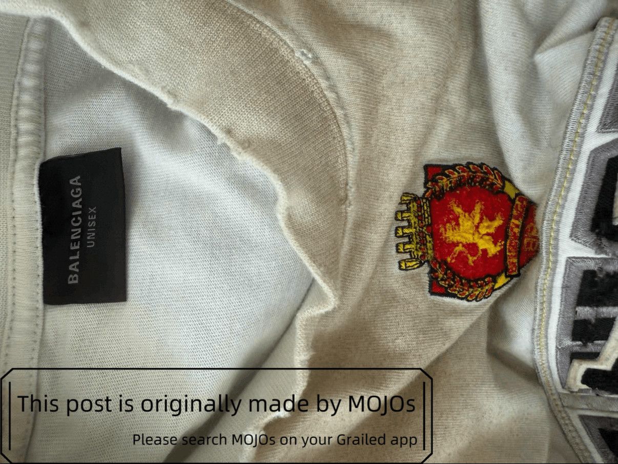 Balenciaga Sz 1 Heavy Distressed Logo Letters Patch Tee mojos210 Size US S / EU 44-46 / 1 - 4 Thumbnail