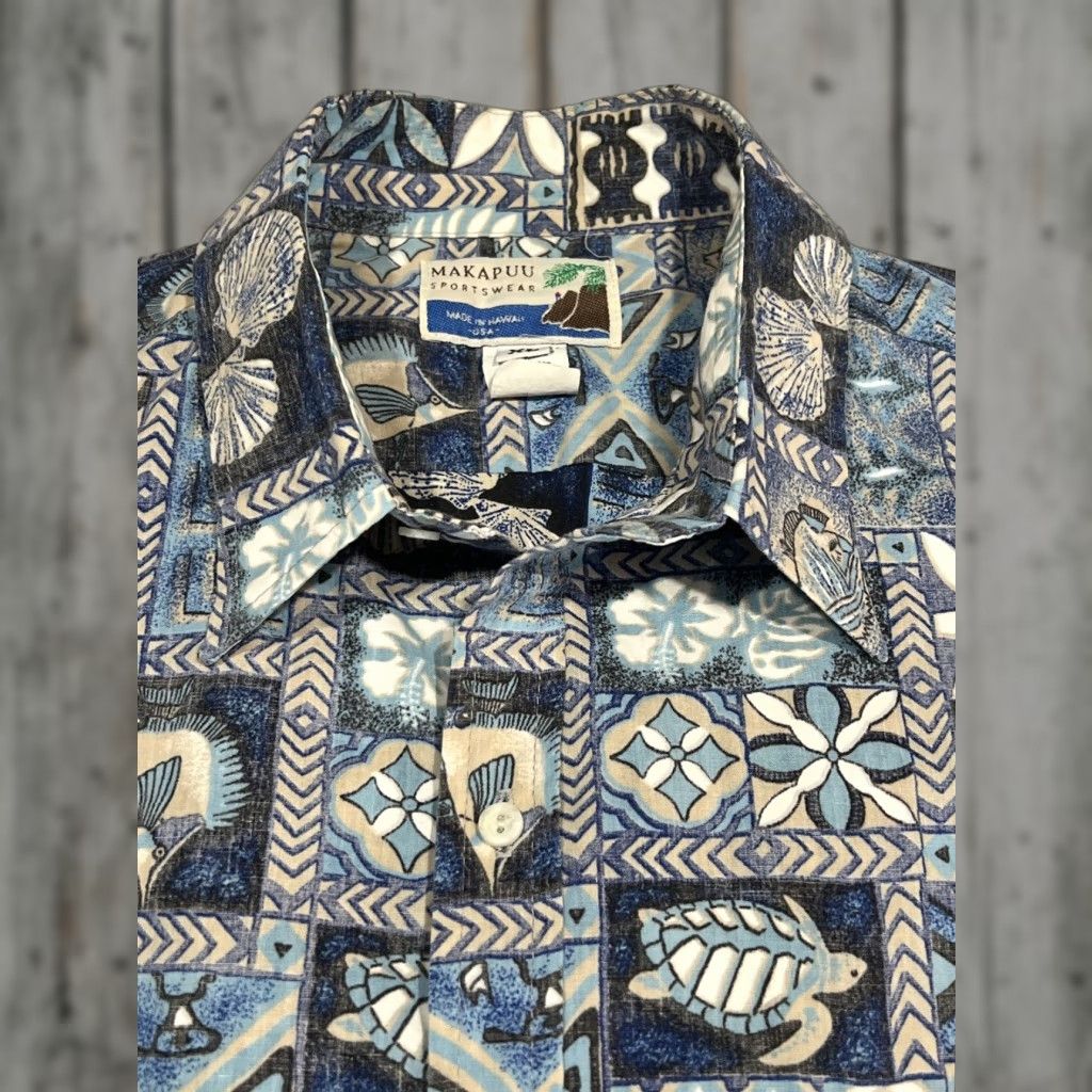 Vintage VINTAGE Makapuu Shirt Hawaiian Short Sleeve Men’s Size XL Blue USA Turtles Floral Size US XL / EU 56 / 4 - 1 Thumbnail