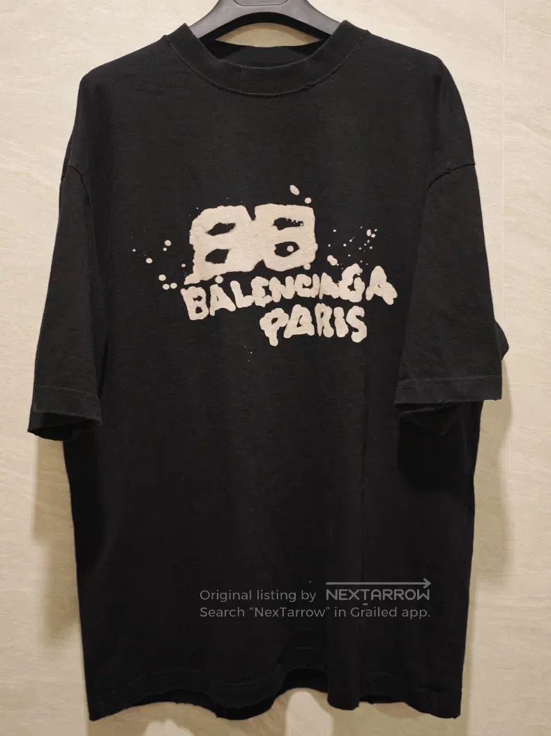 Balenciaga Balenciaga Letter Splatter Printed Crew Neck Short Sleeve Size US S / EU 44-46 / 1 - 1 Thumbnail