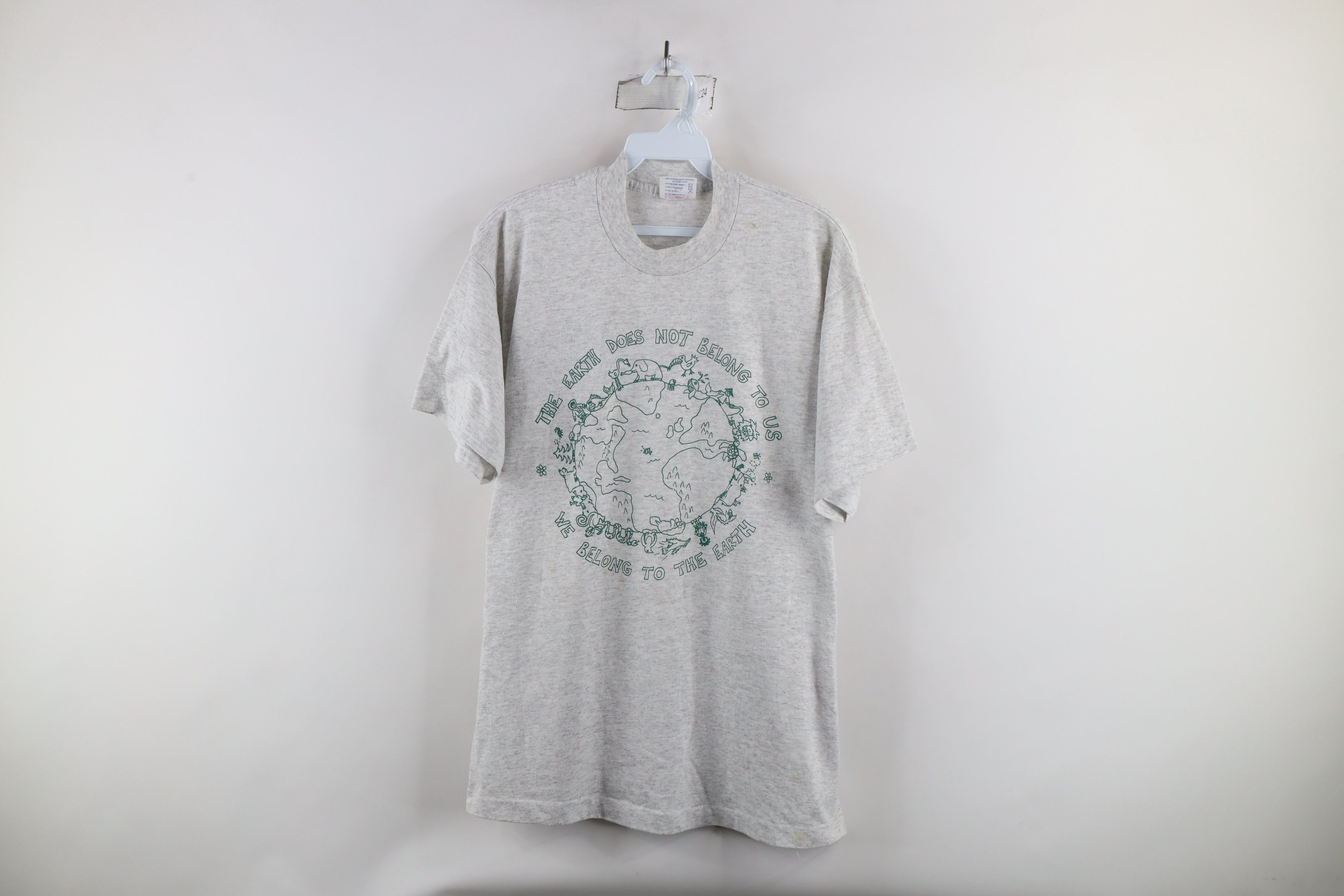 Vintage Vintage 90s Streetwear Earth Day Nature T-Shirt Gray USA Size US XL / EU 56 / 4 - 1 Thumbnail