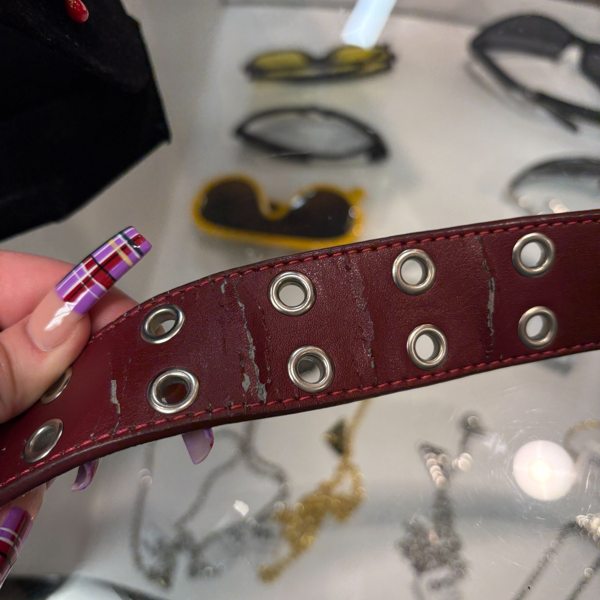 Other Y2K Studded Maroon Belt Size ONE SIZE - 4 Thumbnail
