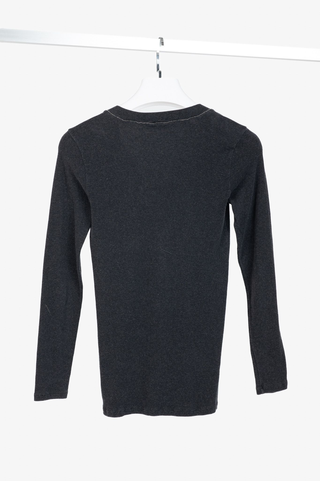Brunello Cucinelli Brunello Cucinelli Grey Cotton-Knit Monili-Bead Pullover Size S / US 4 / IT 40 - 2 Thumbnail