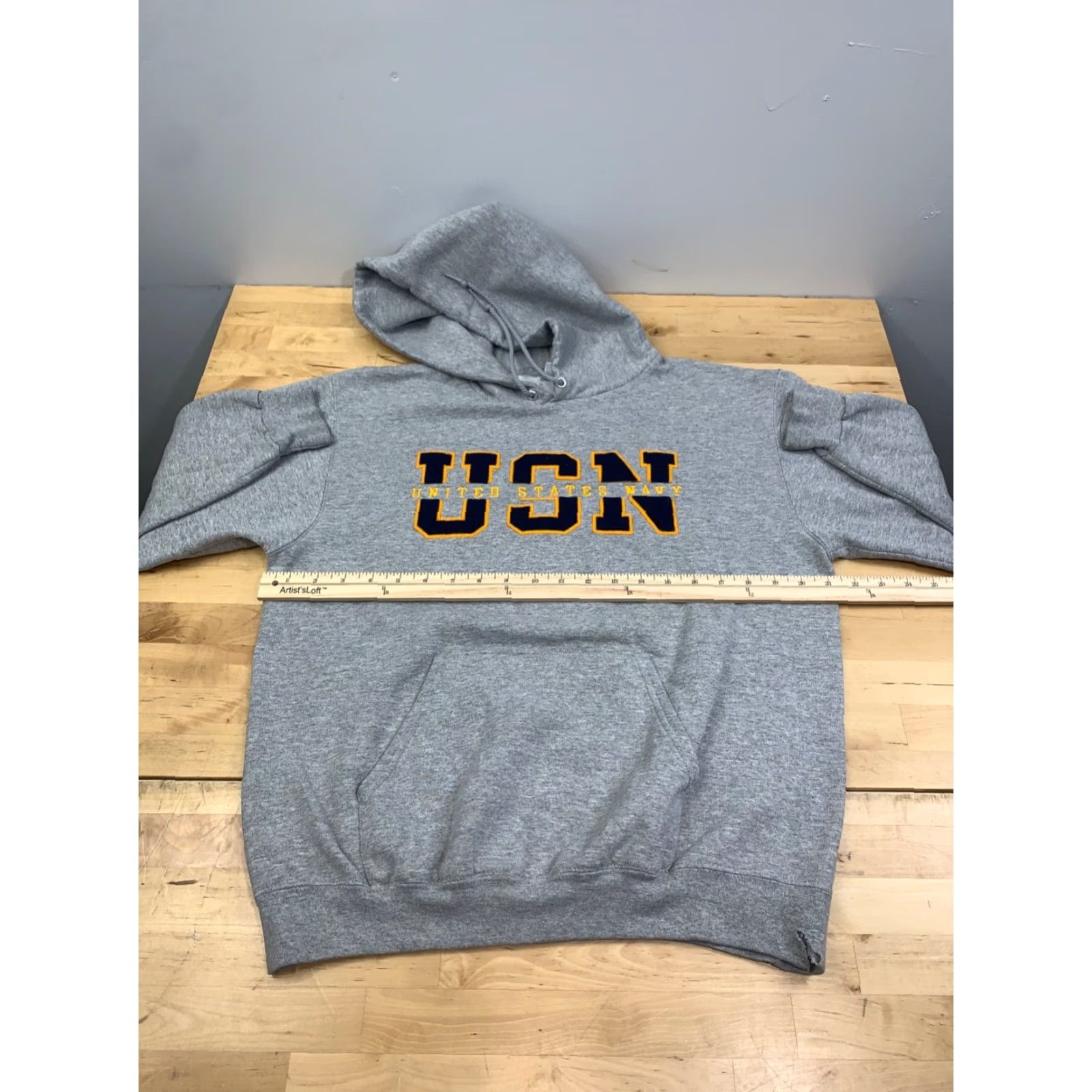 Champion Champion Hoodie Mens M Gray USN Navy United States Navy College Sports USA Pullover Heavyweight Hooded Drawstring 10932 Size US M / EU 48-50 / 2 - 6 Thumbnail