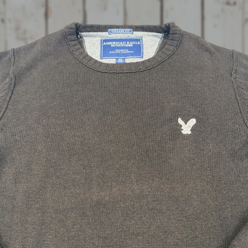 American Eagle Outfitters American Eagle Outfitters Sweater Mens Small Brown Crewneck Logo Knit Pullover Size US S / EU 44-46 / 1 - 1 Thumbnail